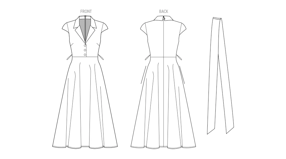 Vogue Patterns Misses' Fit and Flare Midi Shirtdress and Sash by Badgley Mischka 5 Vogue Patterns Misses' Fit and Flare Midi Shirtdress and Sash by Badgley Mischka