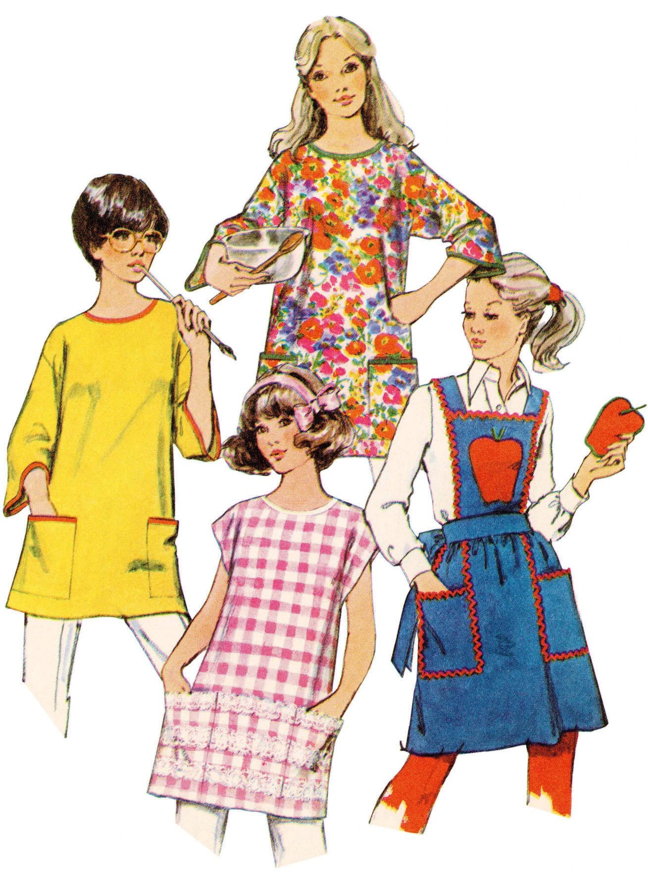 Simplicity Sewing Pattern 1970s Aprons and Potholder (PDF) 2 Simplicity Sewing Pattern 1970s Aprons and Potholder (PDF)