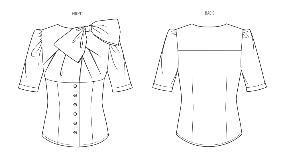 Vogue Patterns Misses' and Miss Petite Bow Blouse With Sleeve Variations (PDF) 6 Vogue Patterns Misses' and Miss Petite Bow Blouse With Sleeve Variations (PDF)