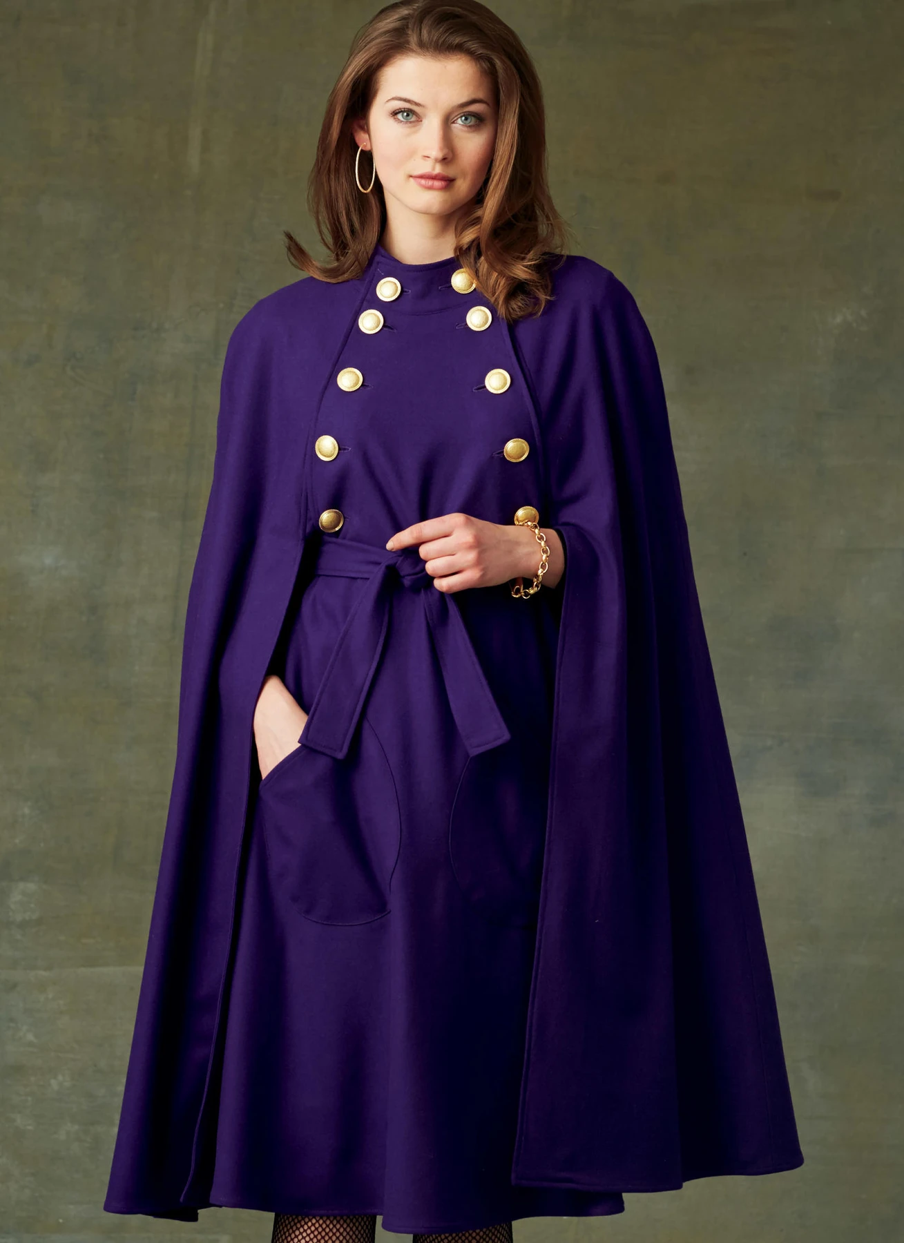 Vogue Patterns Misses' Cape with High Collar, Pockets, and Belt 2 Vogue Patterns Misses' Cape with High Collar, Pockets, and Belt
