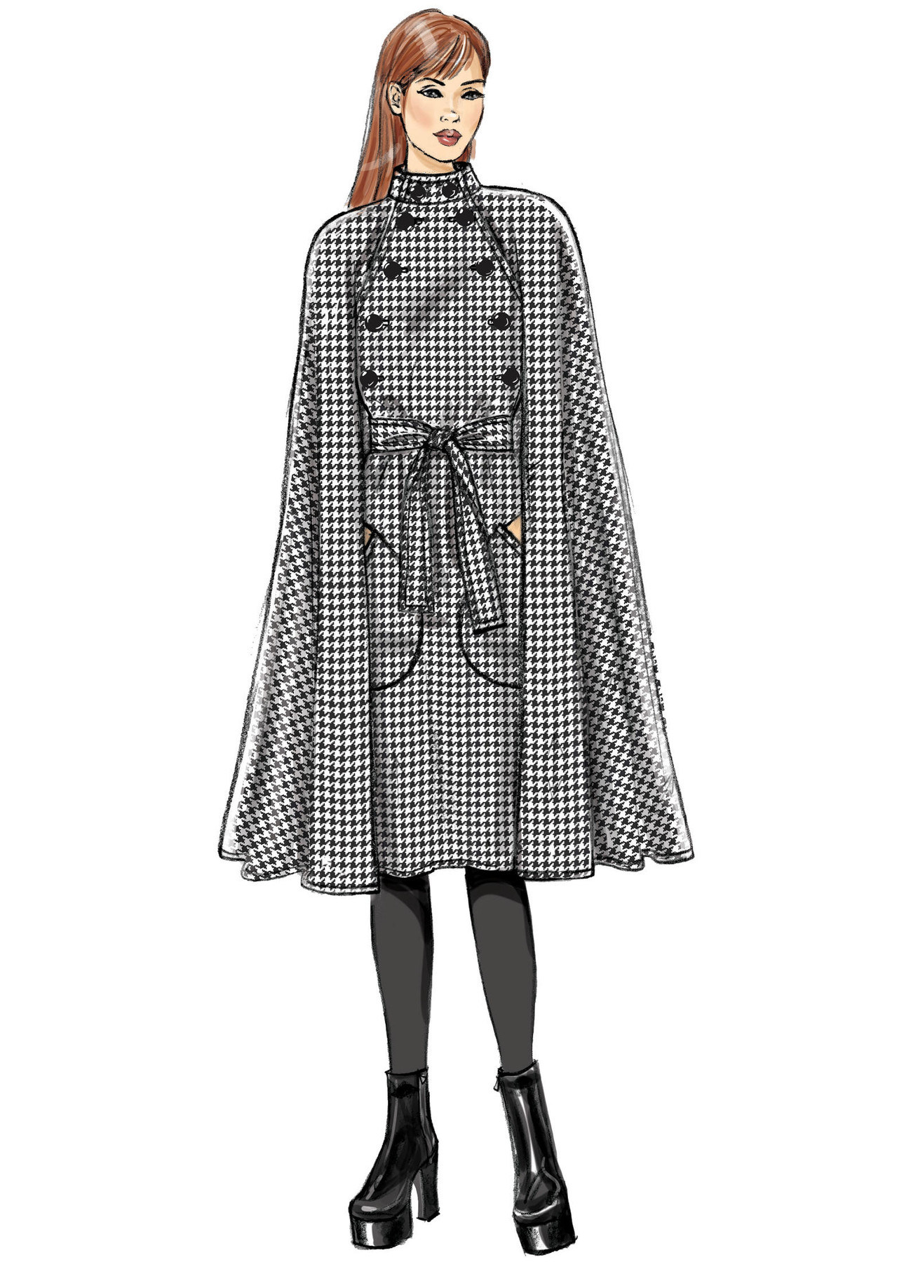 Vogue Patterns Misses' Cape with High Collar, Pockets, and Belt 4 Vogue Patterns Misses' Cape with High Collar, Pockets, and Belt