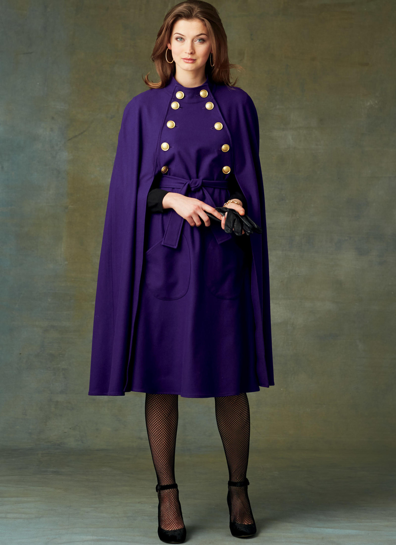 Vogue Patterns Misses' Cape with High Collar, Pockets, and Belt 6 Vogue Patterns Misses' Cape with High Collar, Pockets, and Belt