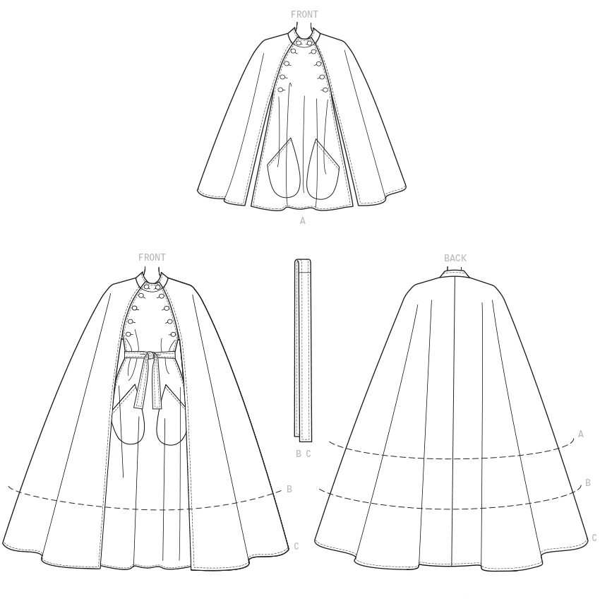 Vogue Patterns Misses' Cape with High Collar, Pockets, and Belt 8 Vogue Patterns Misses' Cape with High Collar, Pockets, and Belt
