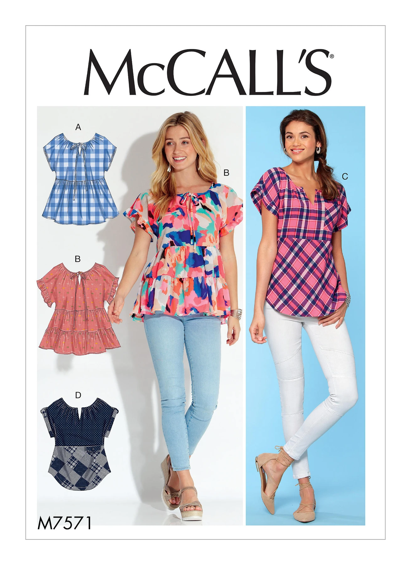 McCall's Sewing Pattern Misses' Split-Neck Tops with Sleeve and Hem Options (PDF) 1 McCall's Sewing Pattern Misses' Split-Neck Tops with Sleeve and Hem Options (PDF)