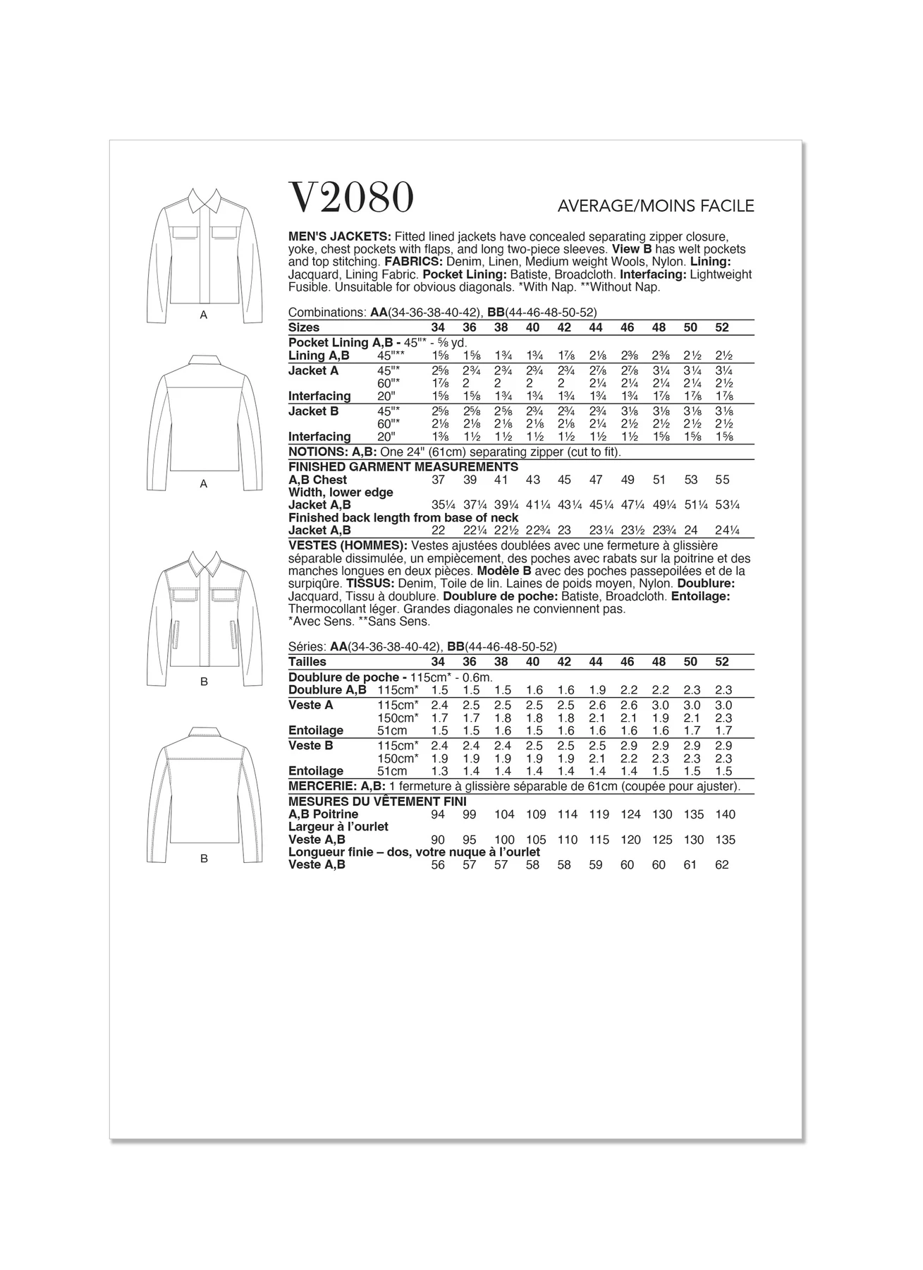 Vogue Patterns Men's Jackets (PDF) 7 Vogue Patterns Men's Jackets (PDF)