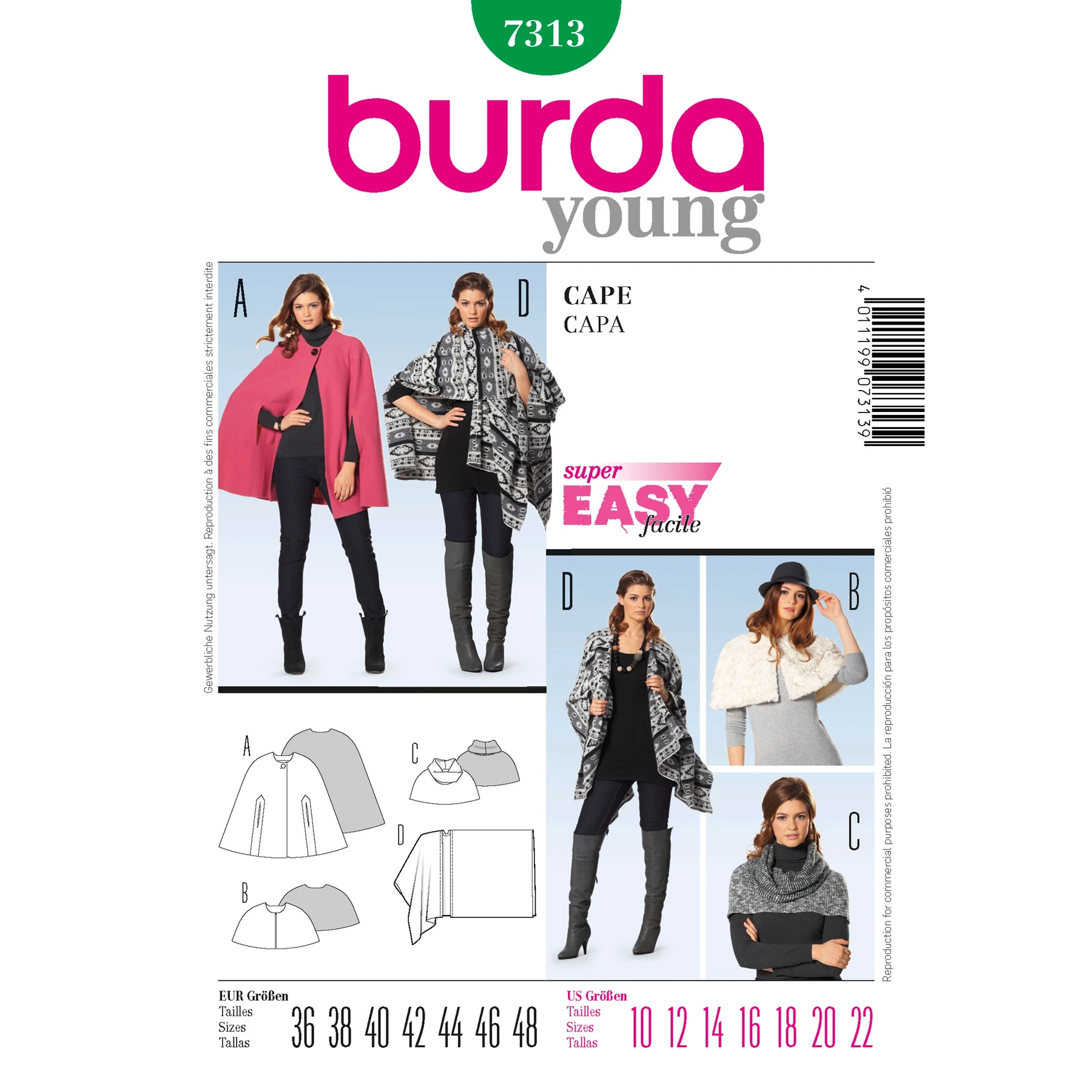 Burda Style Sewing Pattern Cape 8 Burda Style Sewing Pattern Cape