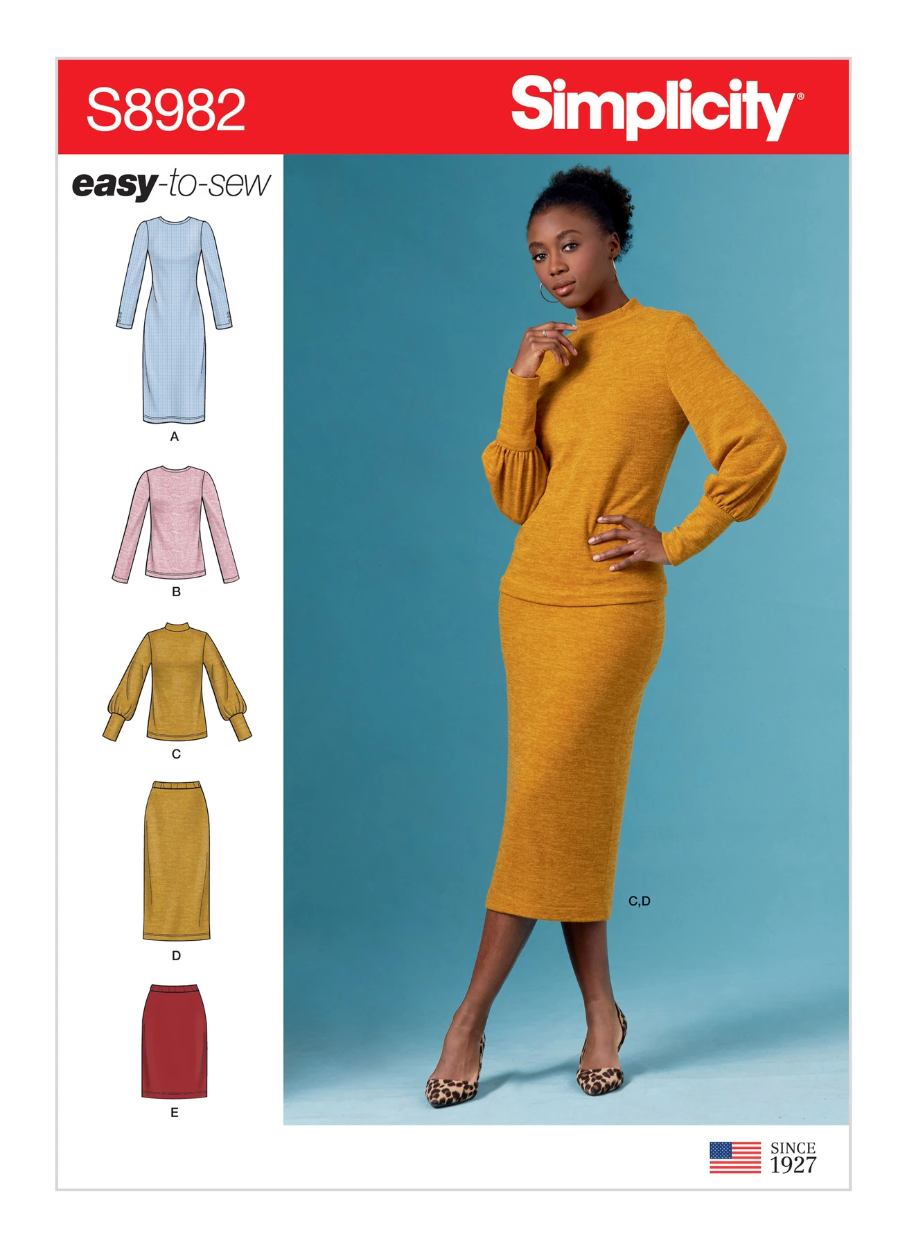Simplicity Sewing Pattern Misses' Knit Two Piece Sweater Dress, Tops, Skirts 1 Simplicity Sewing Pattern Misses' Knit Two Piece Sweater Dress, Tops, Skirts