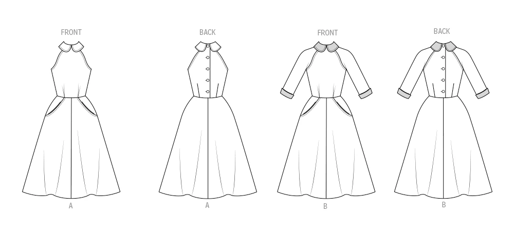 Butterick Sewing Pattern 1950s Misses' Dress with Sleeve Variations 4 Butterick Sewing Pattern 1950s Misses' Dress with Sleeve Variations