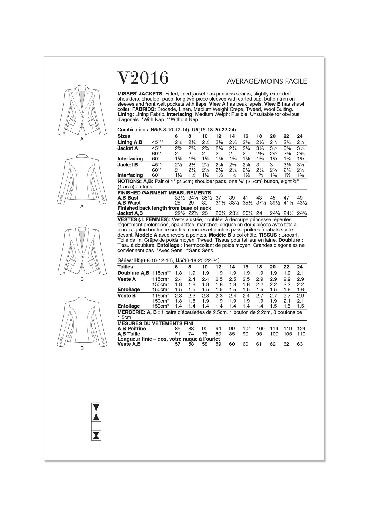 Vogue Patterns Misses' Jackets 8 Vogue Patterns Misses' Jackets