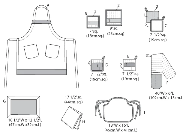 Butterick Sewing Pattern Apron, Hot Pads, Pot Holders, Place Mat, Napkin and Seat Cushion (PDF) 10 Butterick Sewing Pattern Apron, Hot Pads, Pot Holders, Place Mat, Napkin and Seat Cushion (PDF)