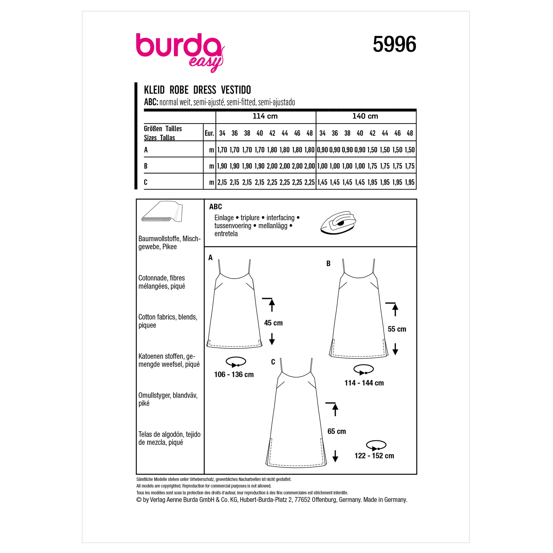 Burda Style Sewing Pattern 5996 Misses' Dress 6 Burda Style Sewing Pattern 5996 Misses' Dress