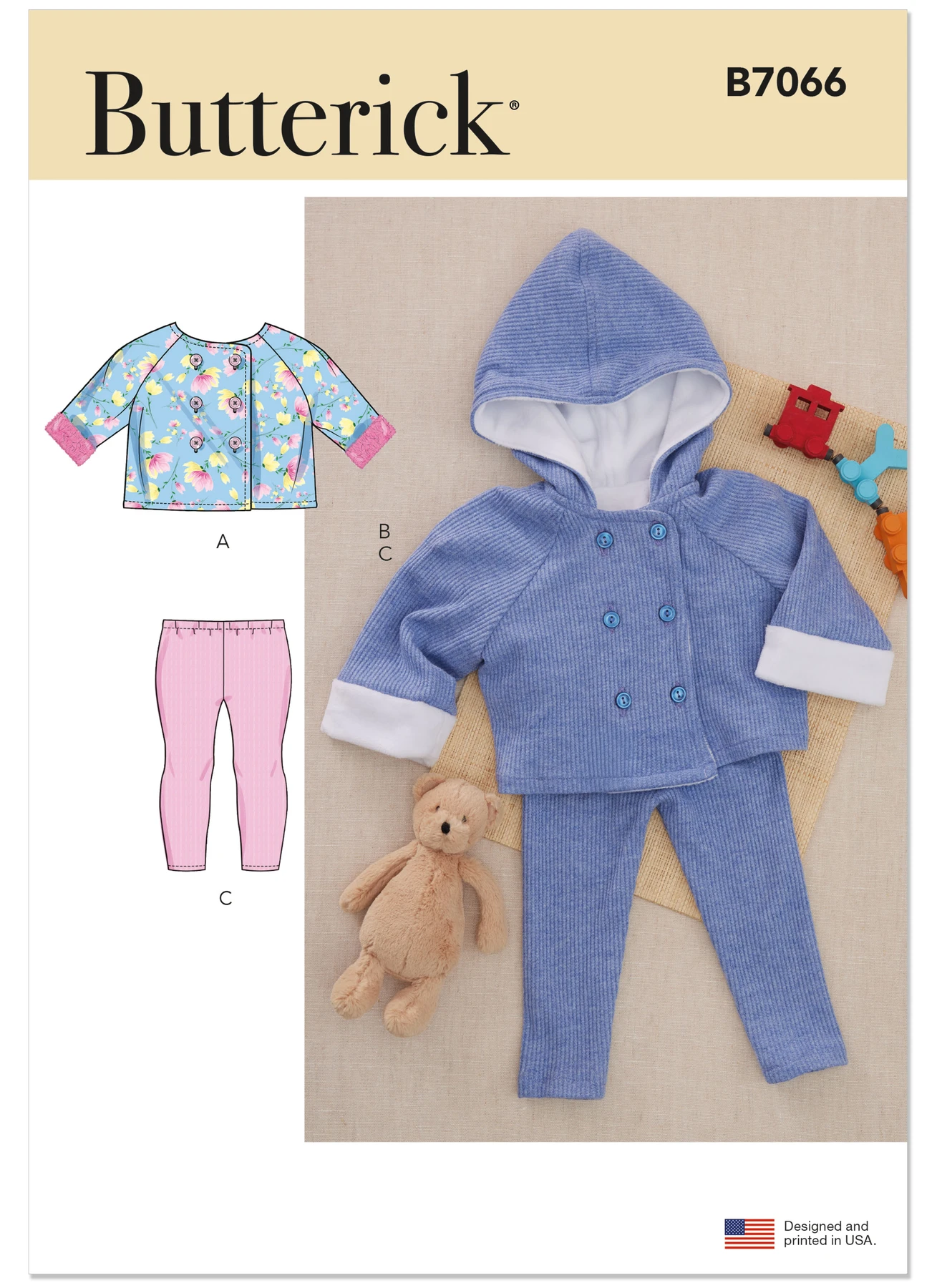 Butterick Sewing Pattern Babies Knit Coat with and without Hood and Leggings 1 Butterick Sewing Pattern Babies Knit Coat with and without Hood and Leggings