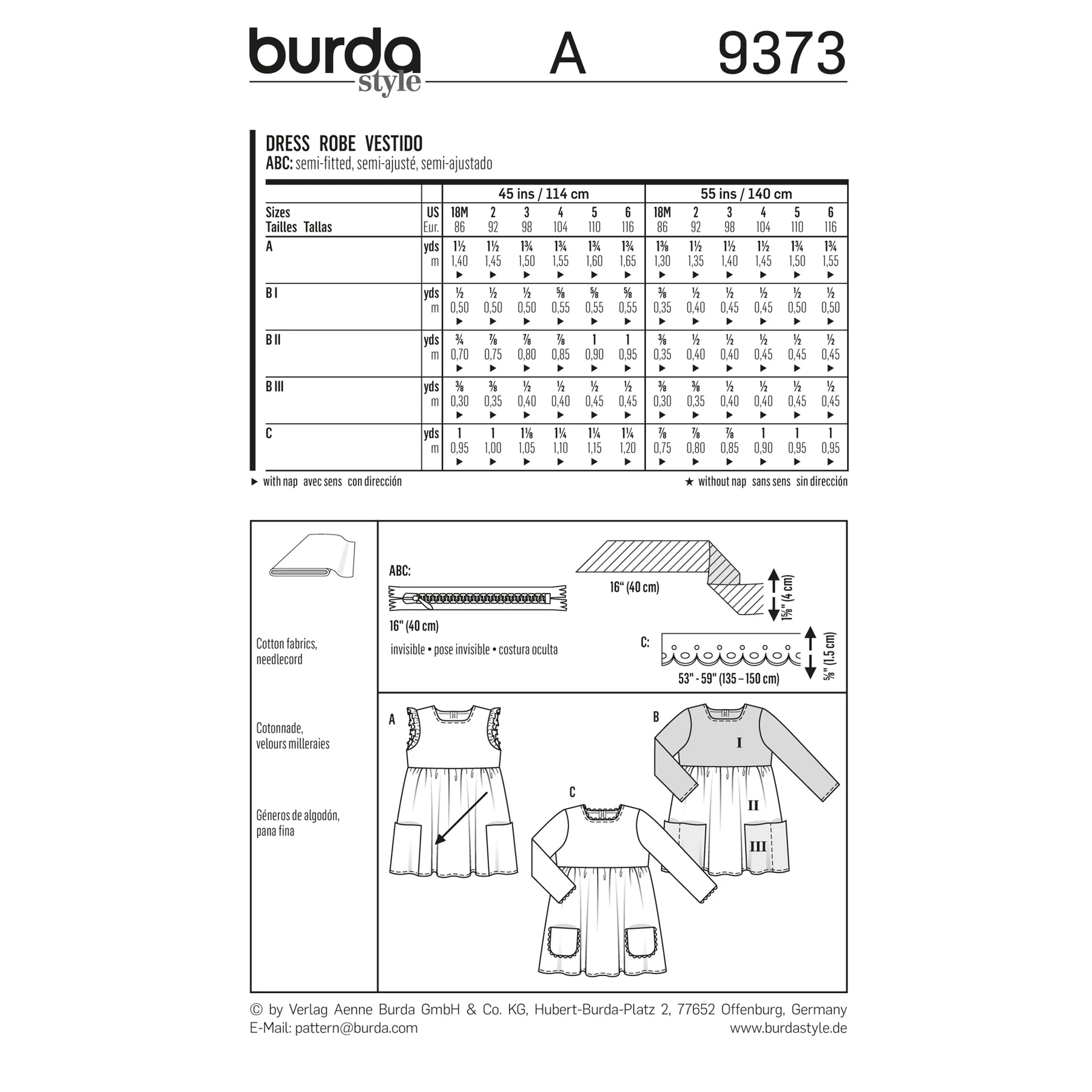 Burda Style Sewing Pattern Dress