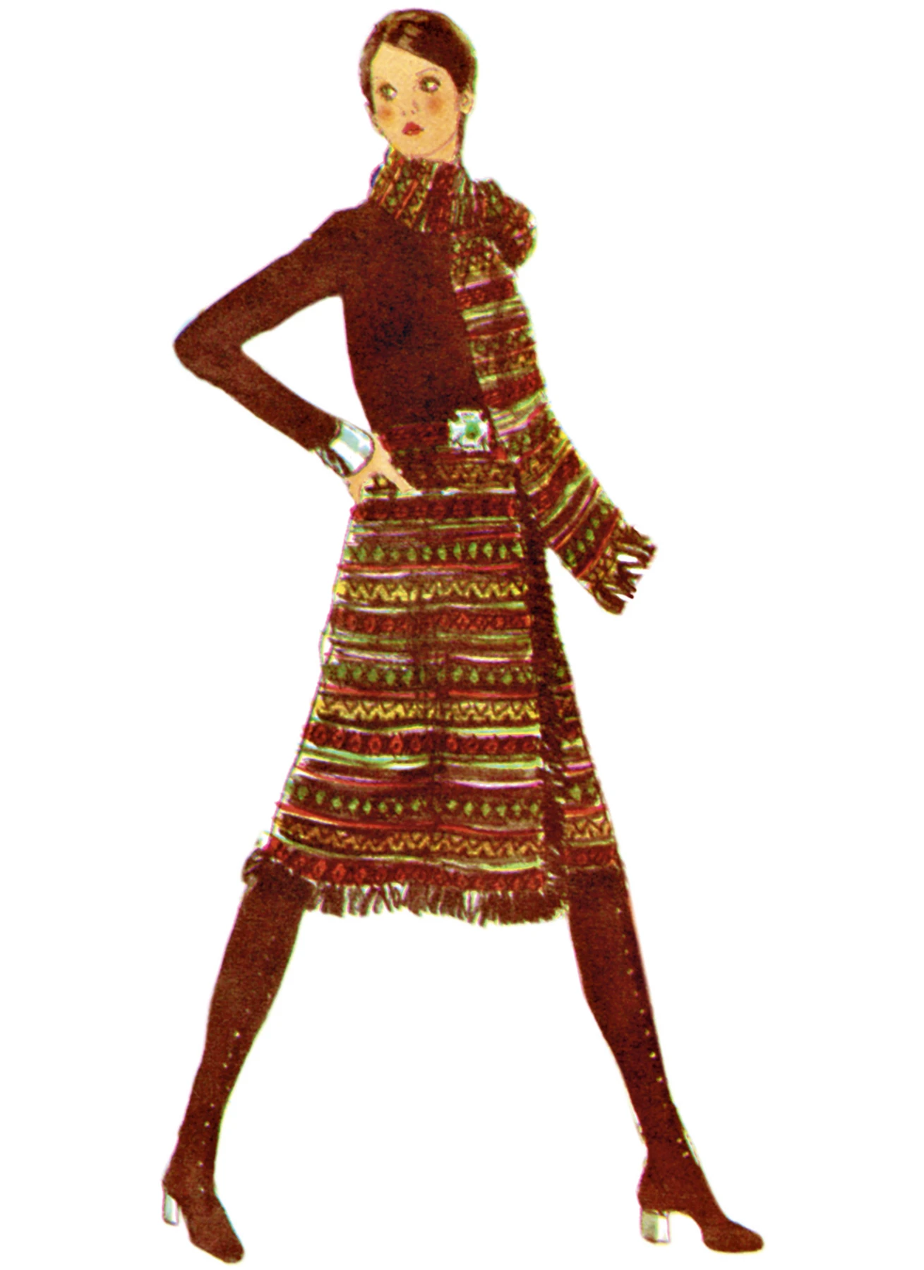 Simplicity Sewing Pattern 1970s Misses' Dress with Front-Wrap Skirt and Scarf 5 Simplicity Sewing Pattern 1970s Misses' Dress with Front-Wrap Skirt and Scarf