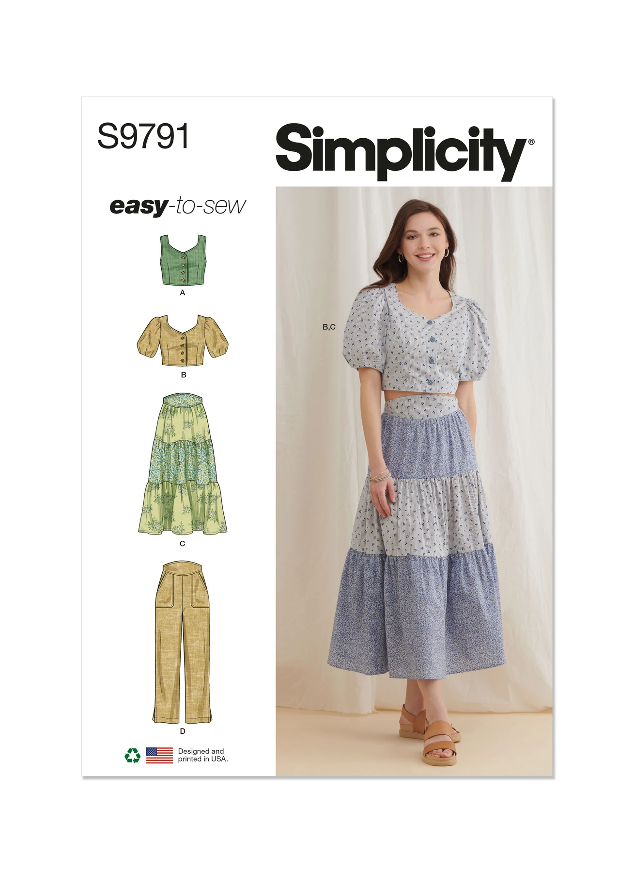 Simplicity Sewing Pattern Misses' Tops, Skirt and Pants 1 Simplicity Sewing Pattern Misses' Tops, Skirt and Pants