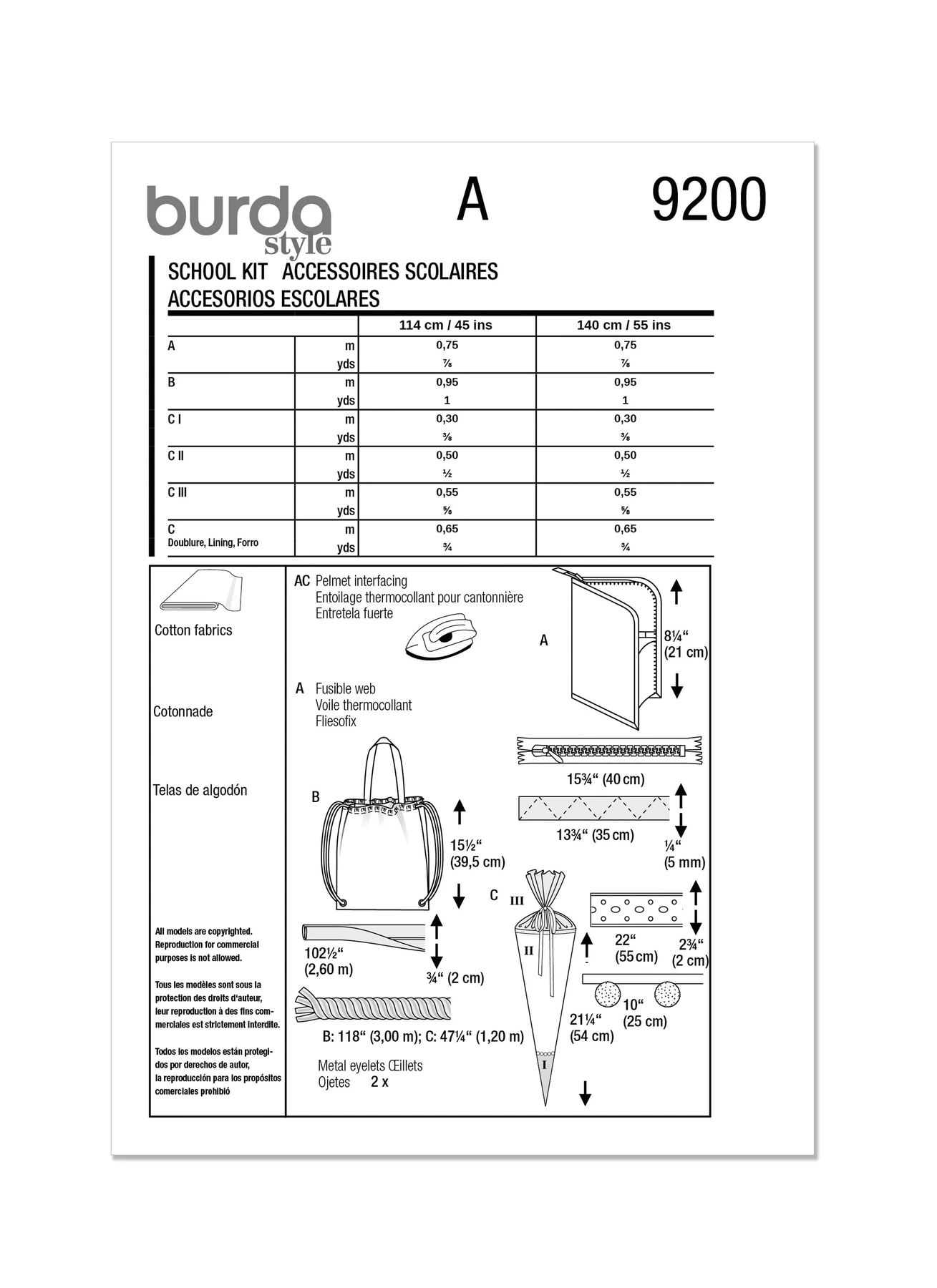 Burda Style Sewing Pattern 9200 Accessories 11 Burda Style Sewing Pattern 9200 Accessories