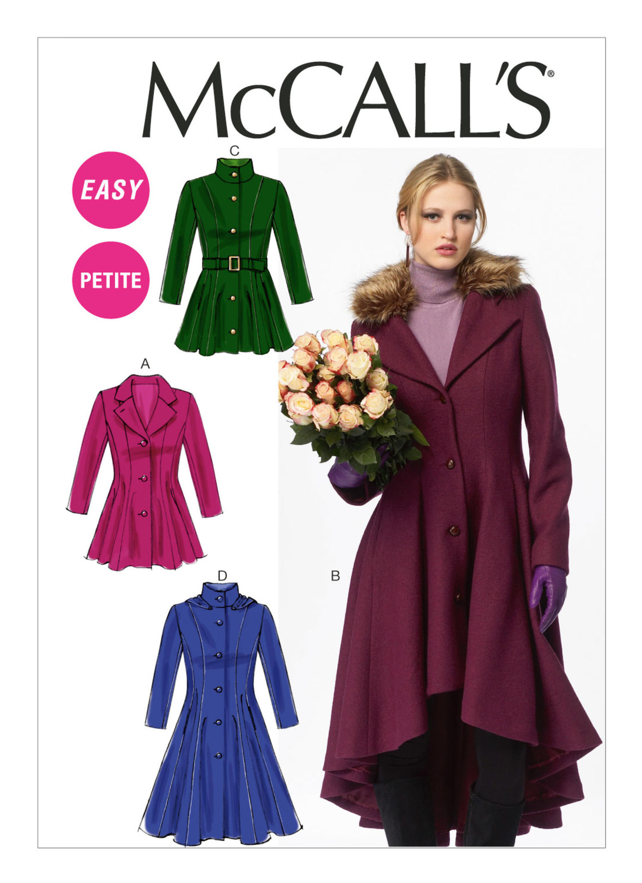 McCall's Sewing Pattern Misses'/Miss Petite Flared Coats, Belt and Detachable Collar/Hood (PDF) 1 McCall's Sewing Pattern Misses'/Miss Petite Flared Coats, Belt and Detachable Collar/Hood (PDF)