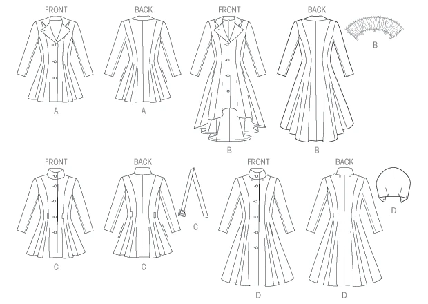 McCall's Sewing Pattern Misses'/Miss Petite Flared Coats, Belt and Detachable Collar/Hood (PDF) 8 McCall's Sewing Pattern Misses'/Miss Petite Flared Coats, Belt and Detachable Collar/Hood (PDF)