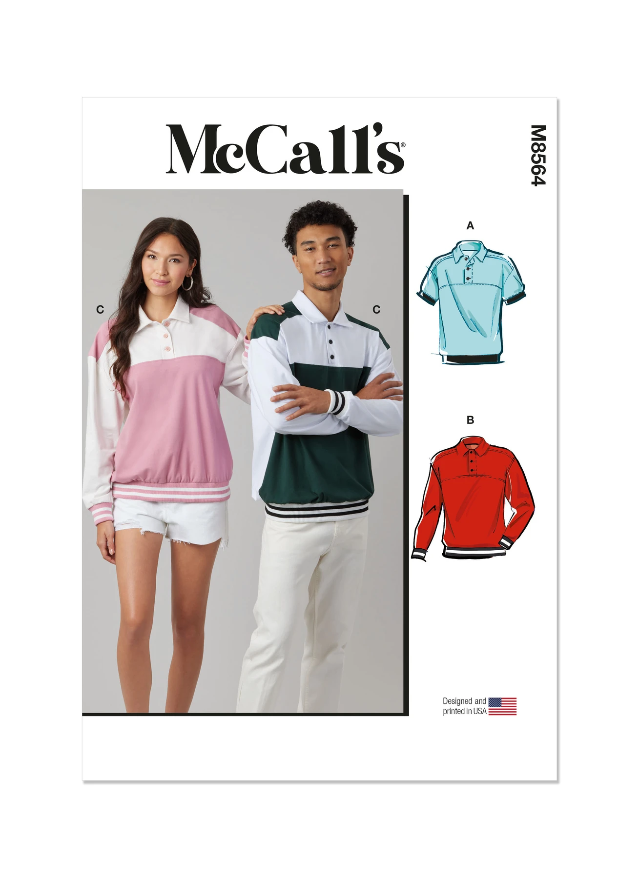 McCall's Sewing Pattern Unisex Knit Pullover Tops 1 McCall's Sewing Pattern Unisex Knit Pullover Tops