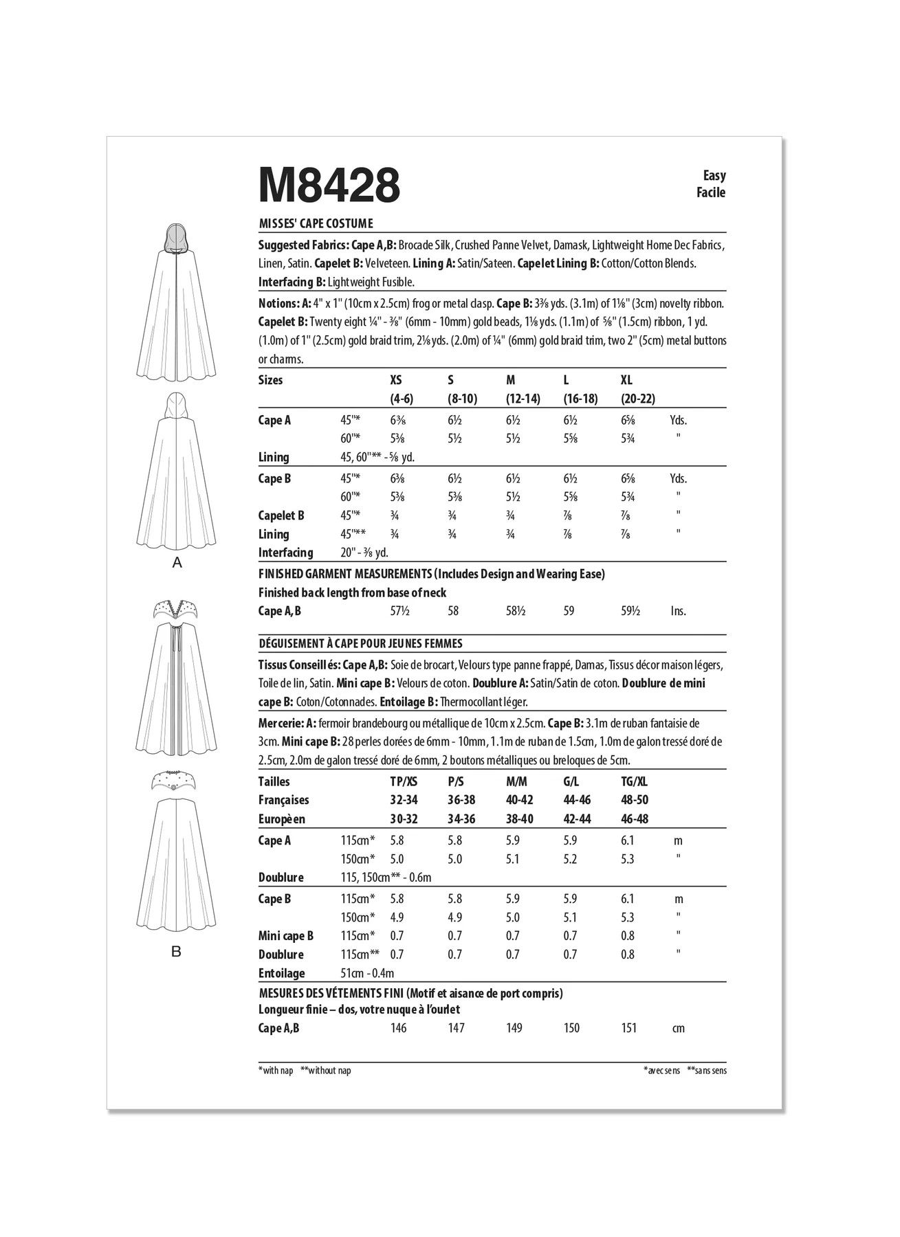 McCall's Sewing Pattern Misses' Cape Costume 7 McCall's Sewing Pattern Misses' Cape Costume