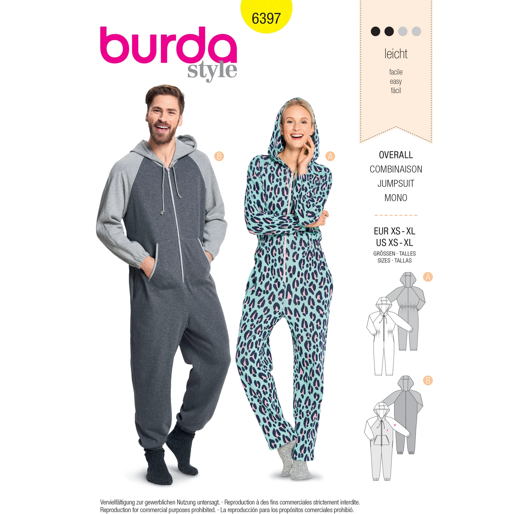 Burda Style Sewing Pattern Unisex Hooded Jumpsuits 16 Burda Style Sewing Pattern Unisex Hooded Jumpsuits