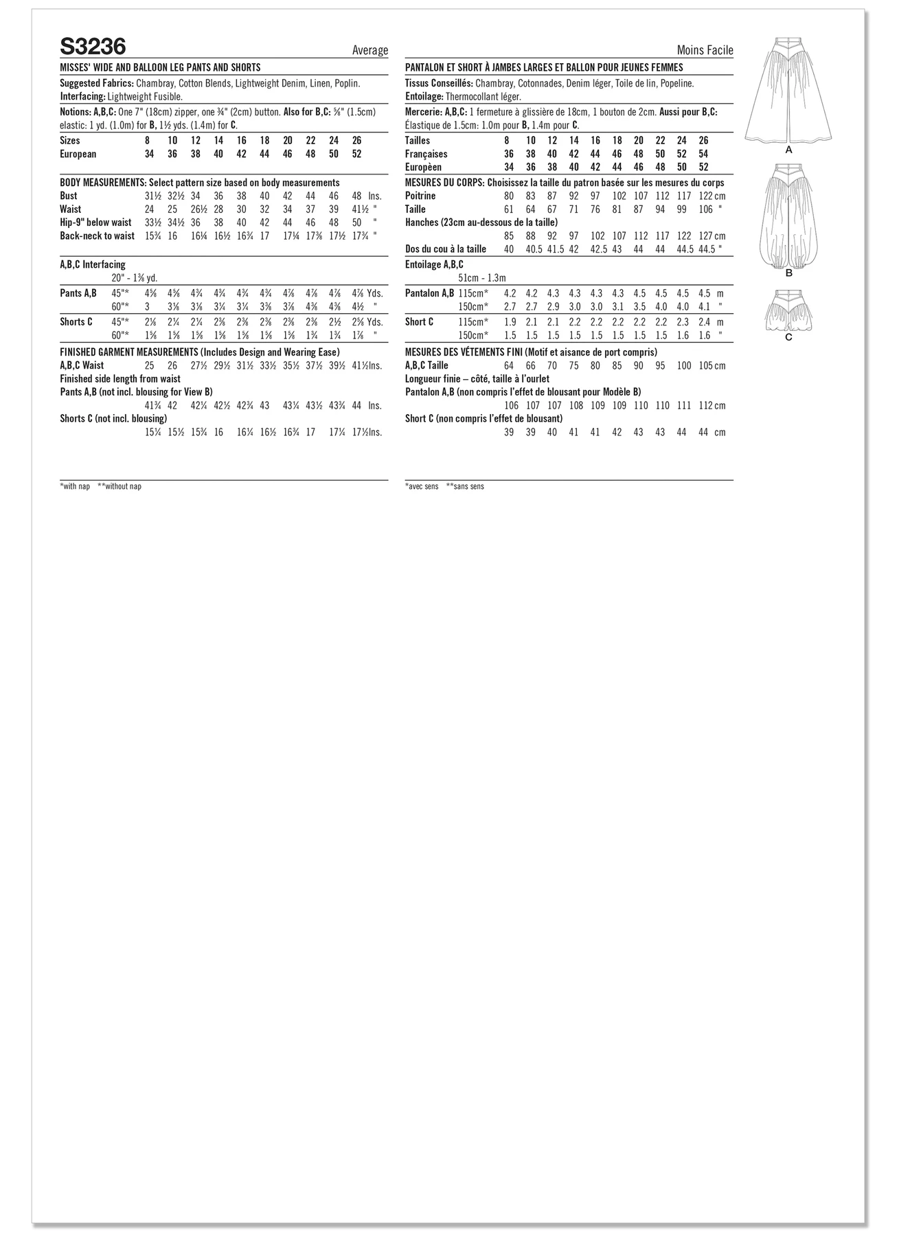 Simplicity Sewing Pattern Misses' Wide and Balloon Leg Pants and Shorts (PDF) 6 Simplicity Sewing Pattern Misses' Wide and Balloon Leg Pants and Shorts (PDF)