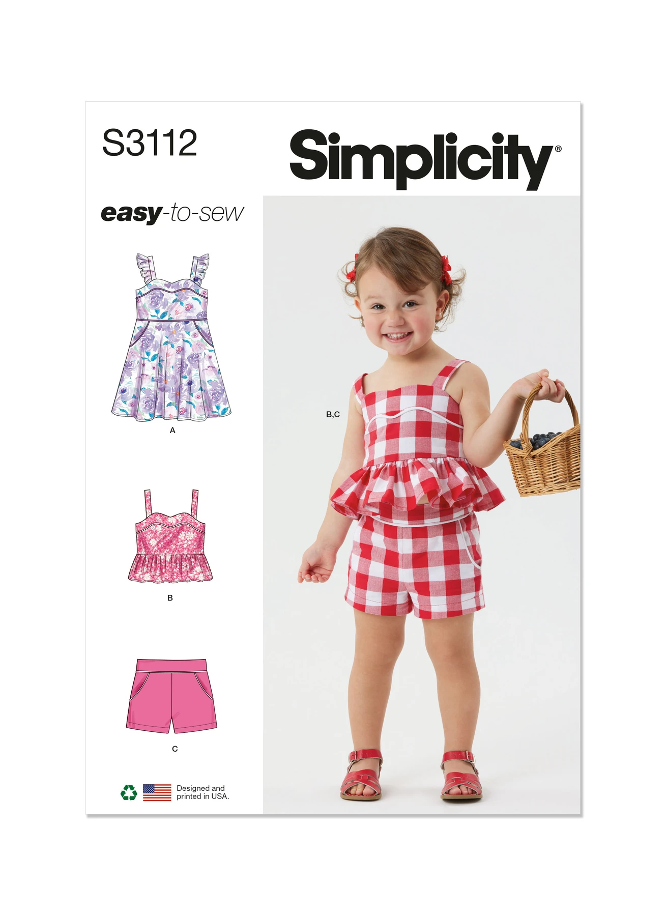 Simplicity Sewing Pattern Toddlers' Dress, Top and Shorts (PDF) 1 Simplicity Sewing Pattern Toddlers' Dress, Top and Shorts (PDF)