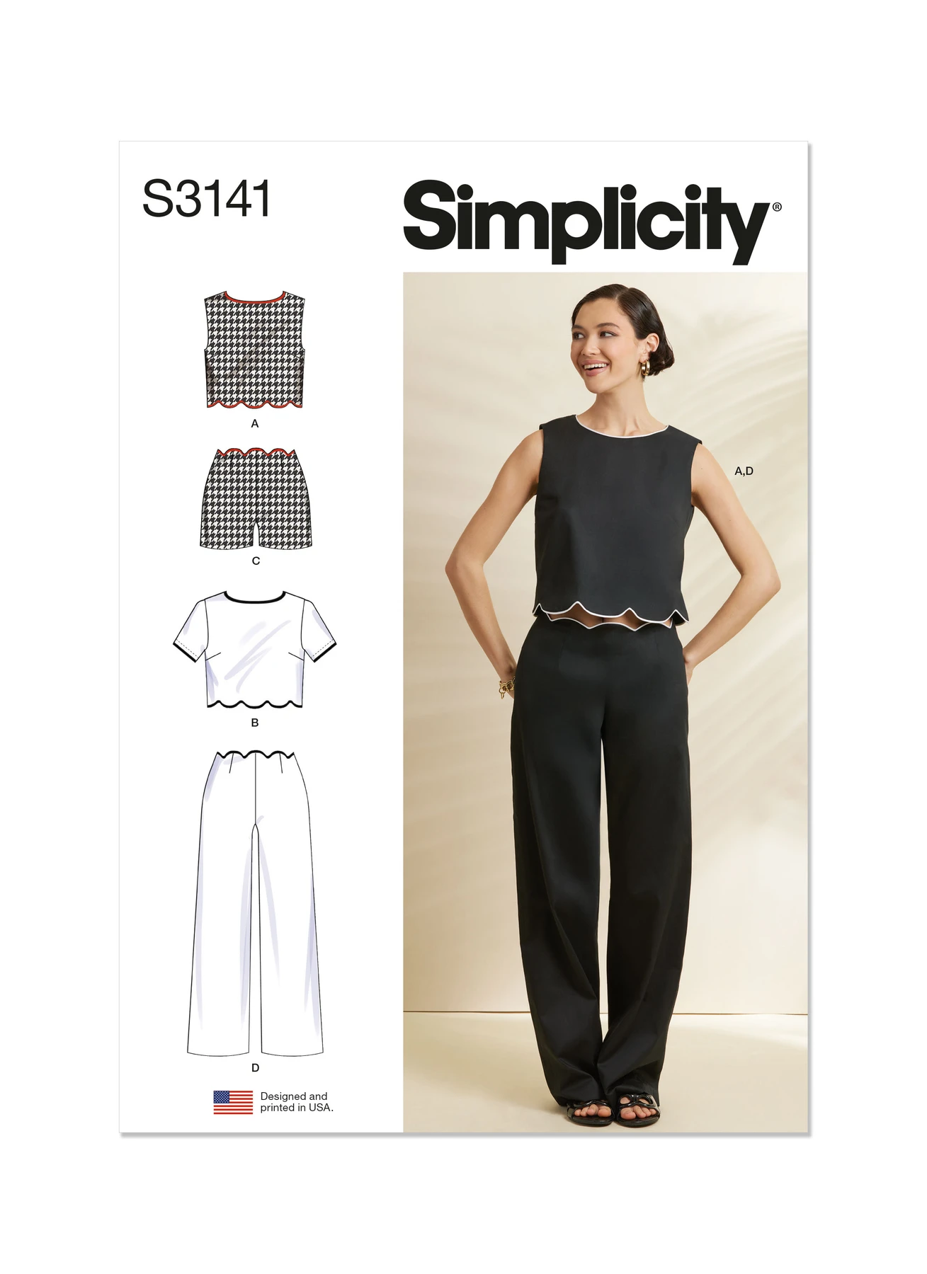 Simplicity Sewing Pattern Misses' Scalloped Tops, Shorts and Pants (PDF) 1 Simplicity Sewing Pattern Misses' Scalloped Tops, Shorts and Pants (PDF)