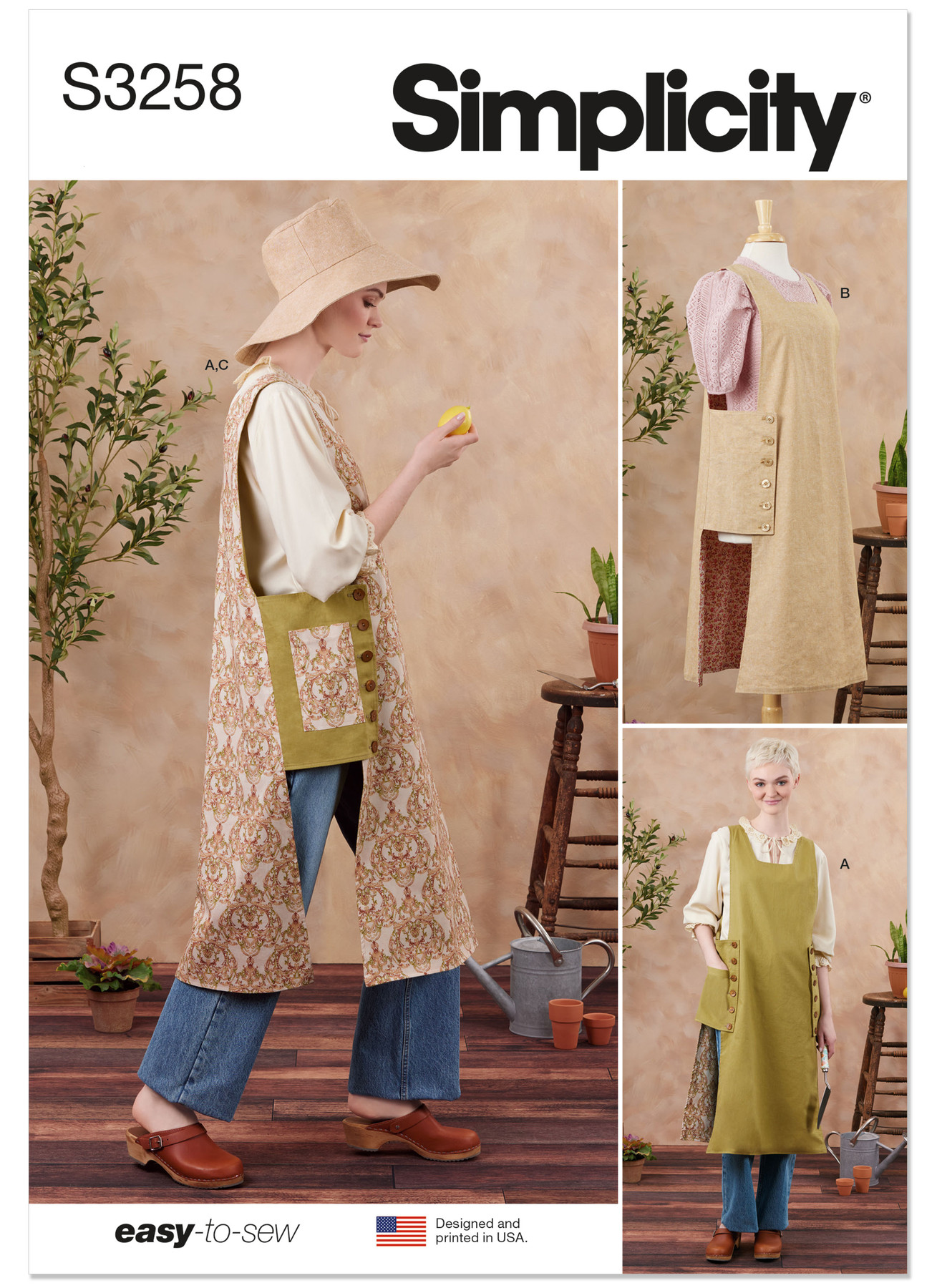 Simplicity Sewing Pattern Misses' Reversible Cobbler Apron and Hat in Three Sizes S, M and L 1 Simplicity Sewing Pattern Misses' Reversible Cobbler Apron and Hat in Three Sizes S, M and L