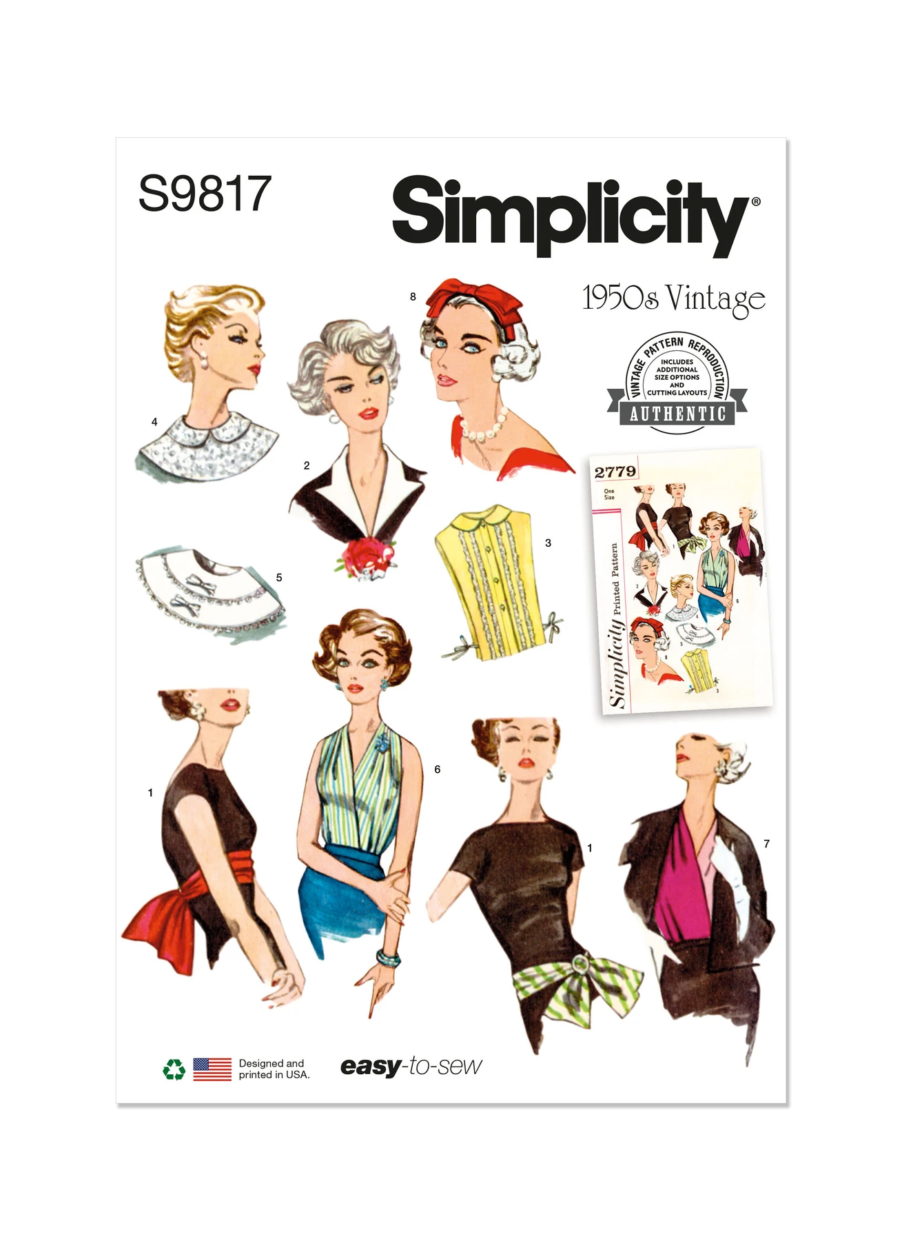 Simplicity Sewing Pattern 1950s Misses' Neckwear, Headband, Dickey and Sash-Belt 1 Simplicity Sewing Pattern 1950s Misses' Neckwear, Headband, Dickey and Sash-Belt