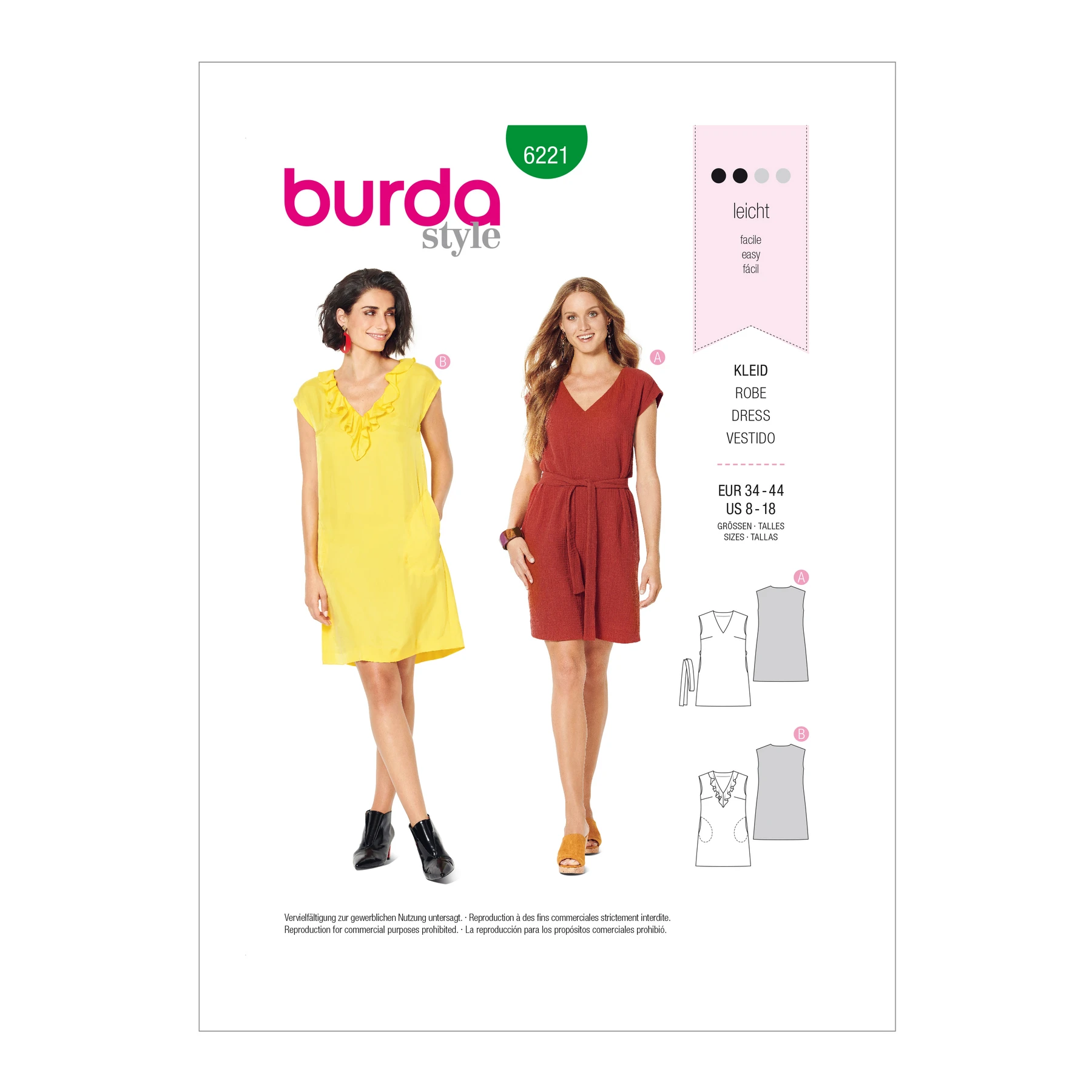 Burda Style Sewing Pattern Misses' Pull-On Dresses with Length Options 24 Burda Style Sewing Pattern Misses' Pull-On Dresses with Length Options