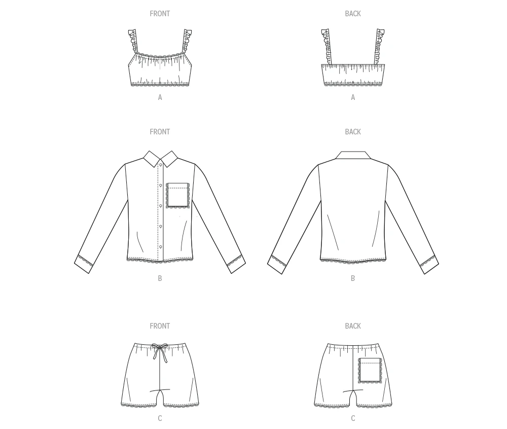 McCall's Sewing Pattern Misses' Bralette, Shirt and Shorts 12 McCall's Sewing Pattern Misses' Bralette, Shirt and Shorts