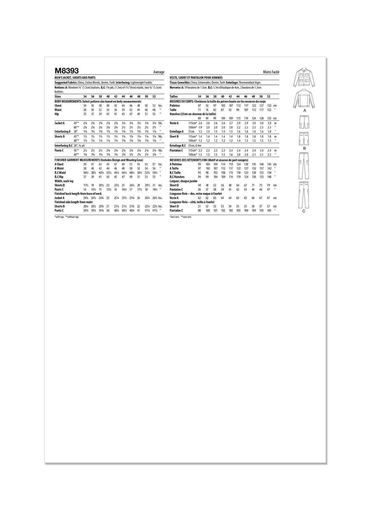 McCall's Sewing Pattern Men's Jacket, Shorts and Pants (PDF) 8 McCall's Sewing Pattern Men's Jacket, Shorts and Pants (PDF)