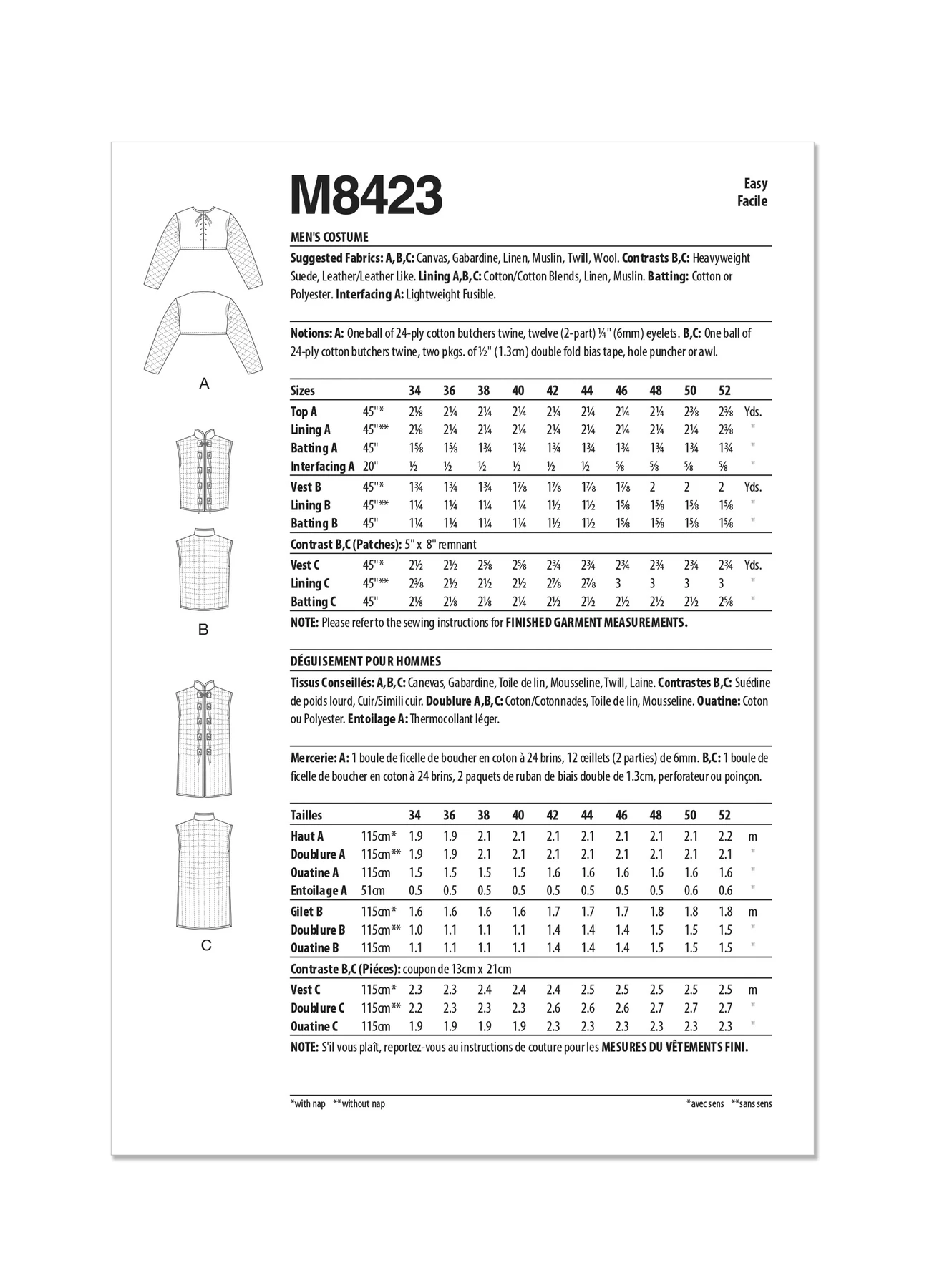 McCall's Sewing Pattern Men's Costume 5 McCall's Sewing Pattern Men's Costume