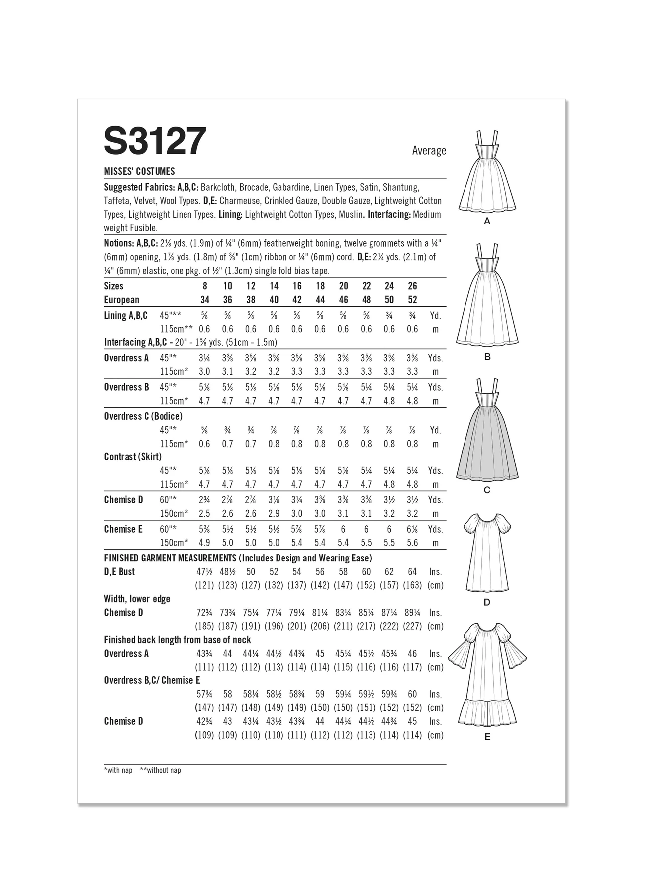 Simplicity Sewing Pattern Misses' Costumes 8 Simplicity Sewing Pattern Misses' Costumes