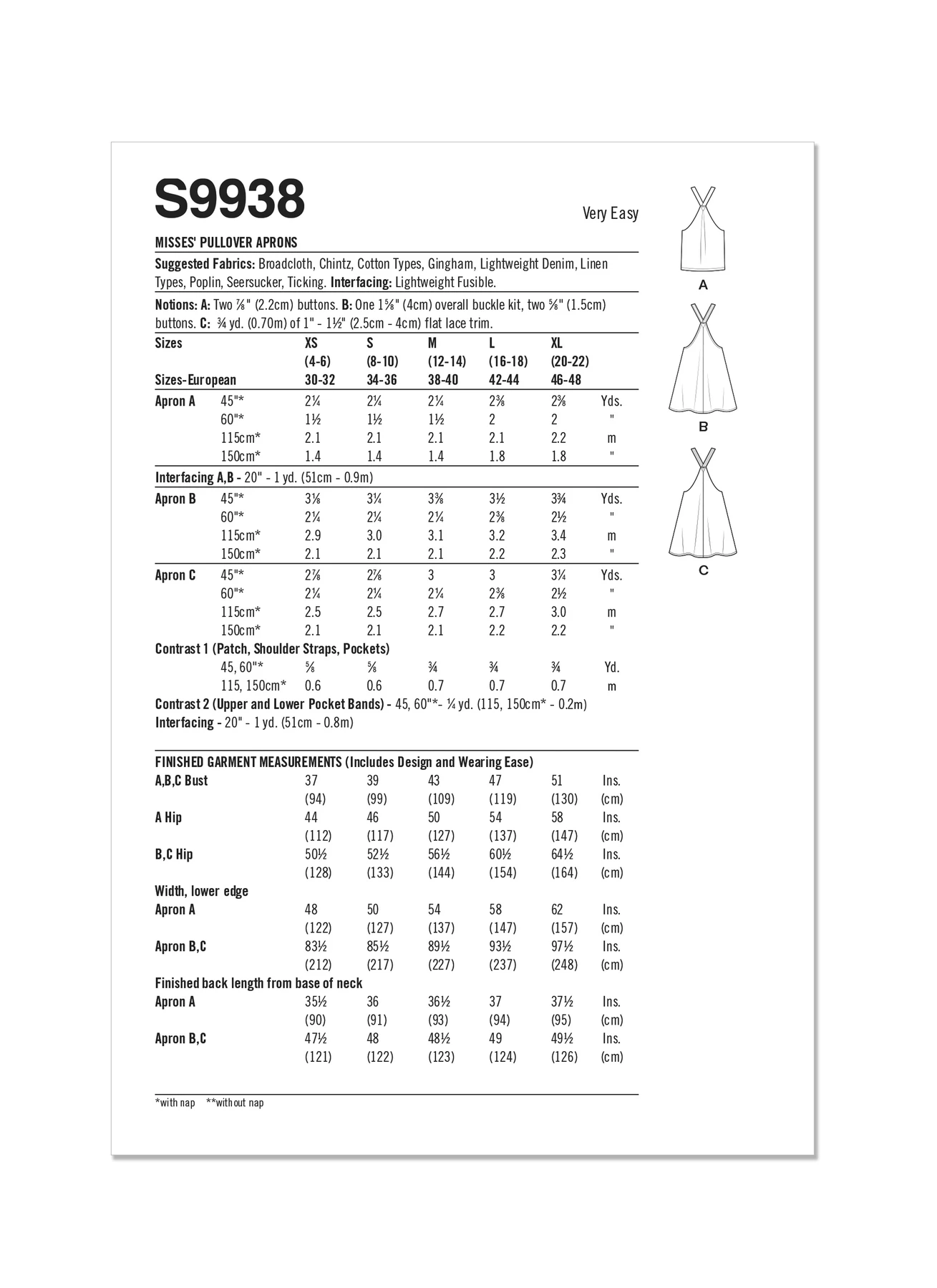 Simplicity Sewing Pattern Misses' Pullover Aprons 9 Simplicity Sewing Pattern Misses' Pullover Aprons