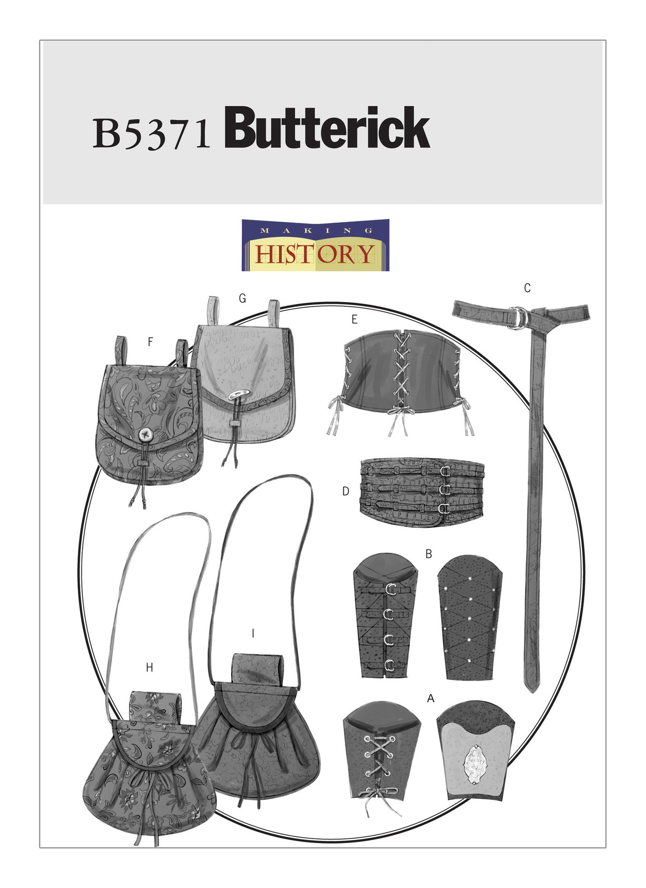 Butterick Sewing Pattern Wrist Bracers, Corset, Belt and Pouches (PDF) 1 Butterick Sewing Pattern Wrist Bracers, Corset, Belt and Pouches (PDF)
