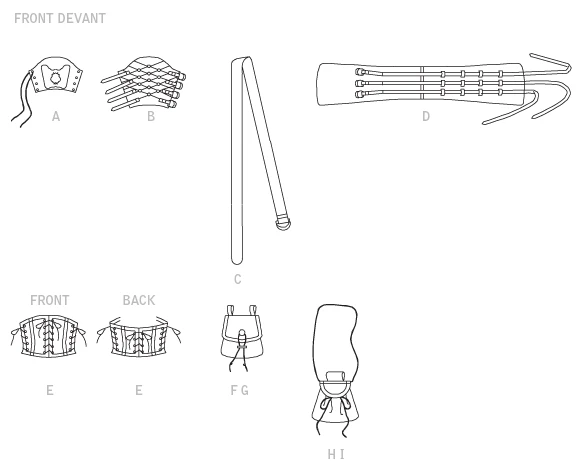 Butterick Sewing Pattern Wrist Bracers, Corset, Belt and Pouches (PDF) 19 Butterick Sewing Pattern Wrist Bracers, Corset, Belt and Pouches (PDF)