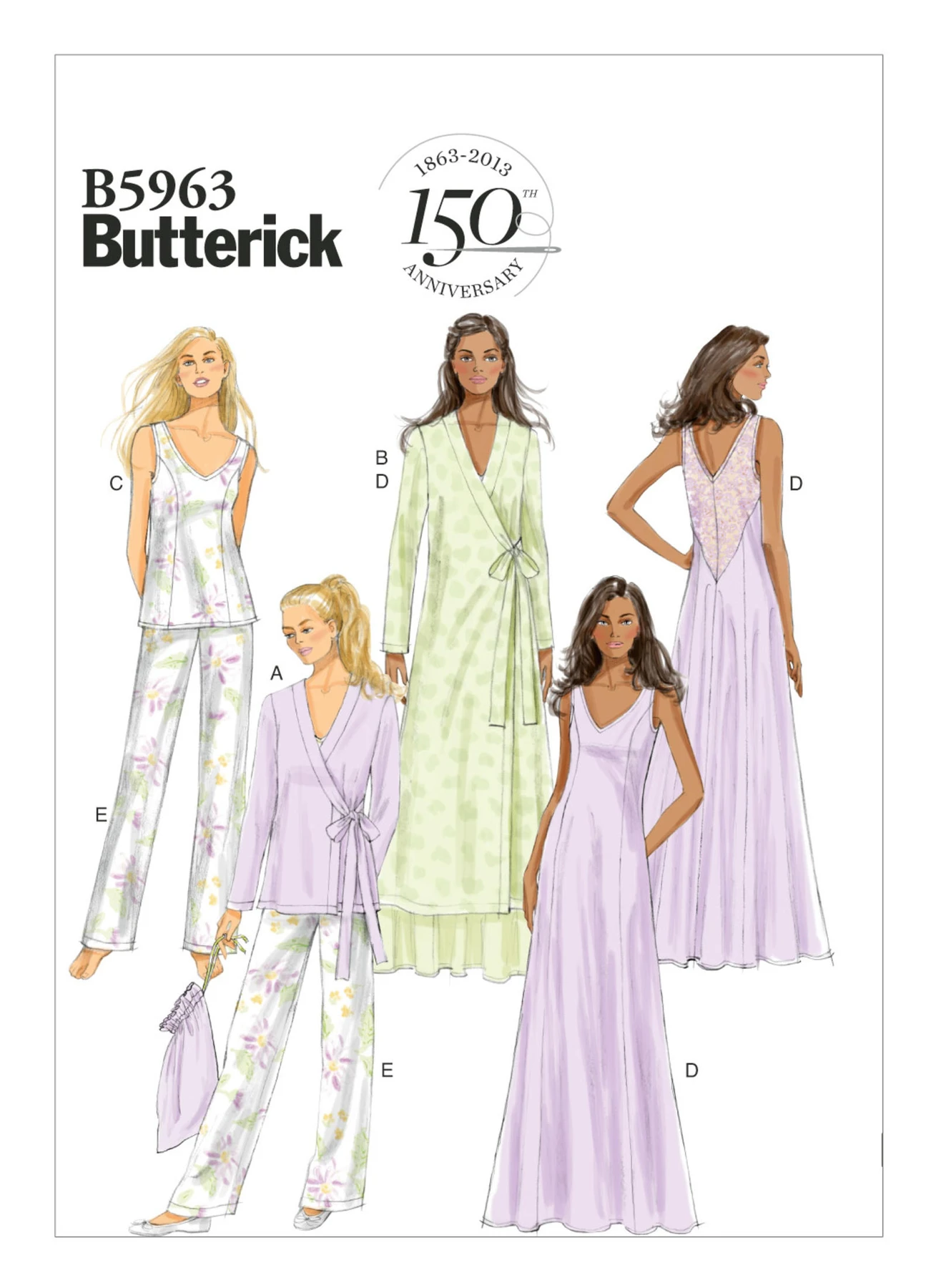 Butterick Sewing Pattern Misses' Side-Tie Robe, Top, Gown, Pants and Drawstring Bag (PDF) 1 Butterick Sewing Pattern Misses' Side-Tie Robe, Top, Gown, Pants and Drawstring Bag (PDF)