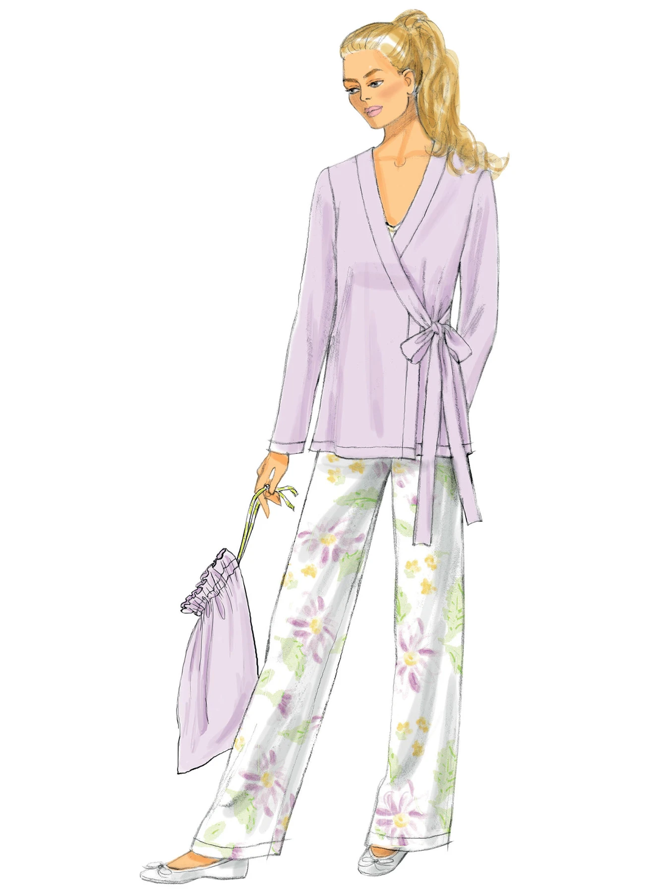 Butterick Sewing Pattern Misses' Side-Tie Robe, Top, Gown, Pants and Drawstring Bag (PDF) 6 Butterick Sewing Pattern Misses' Side-Tie Robe, Top, Gown, Pants and Drawstring Bag (PDF)