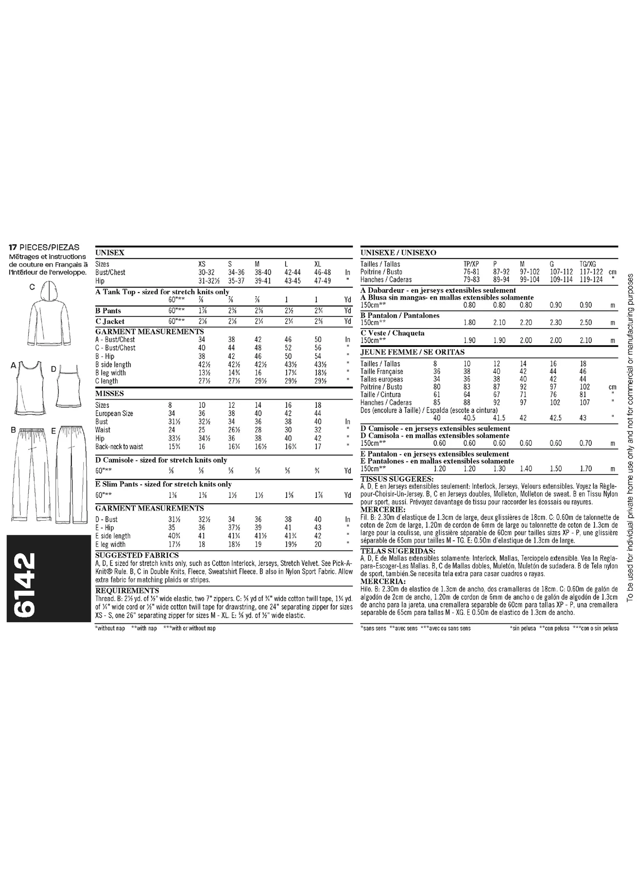 New Look Sewing Pattern Misses' & Men's Separates 4 New Look Sewing Pattern Misses' & Men's Separates