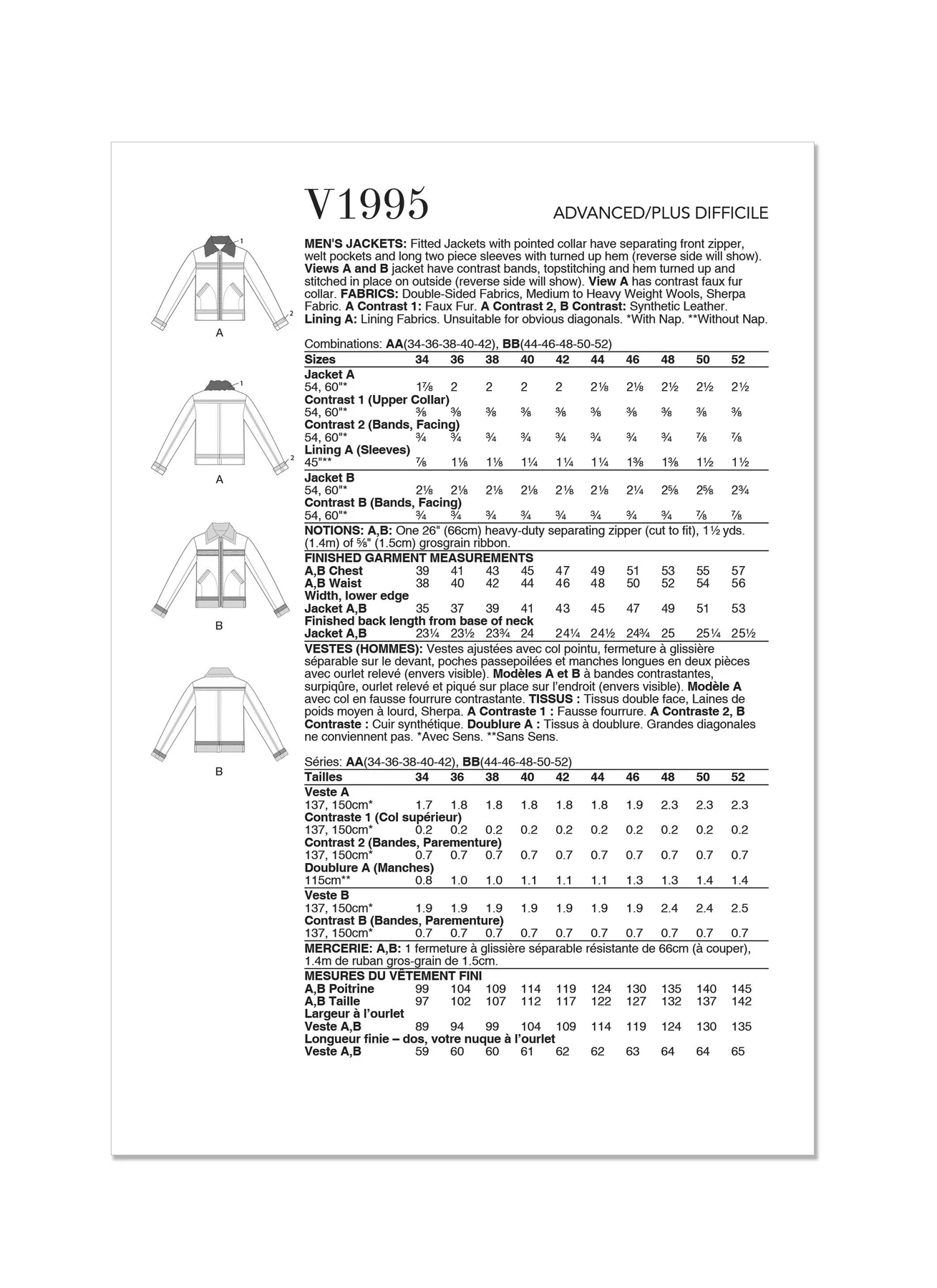 Vogue Patterns Men's Jackets 8 Vogue Patterns Men's Jackets