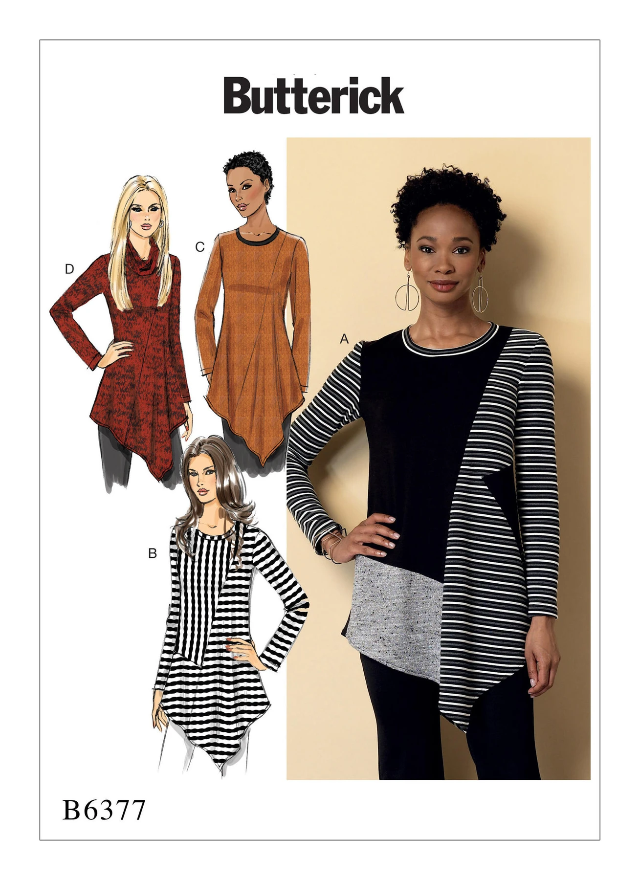 Butterick Sewing Pattern Misses' Seamed Tunics with Asymmetical Hems (PDF) 1 Butterick Sewing Pattern Misses' Seamed Tunics with Asymmetical Hems (PDF)