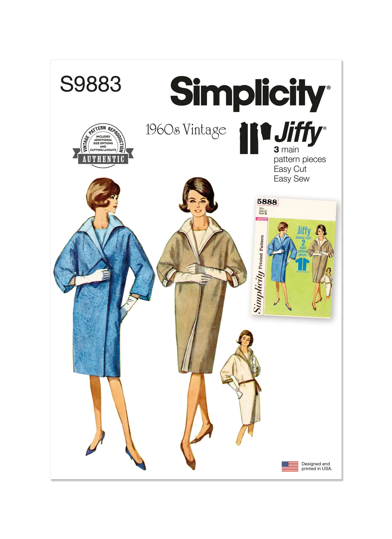 Simplicity Sewing Pattern 1960s Misses' Reversible Coat (PDF) 1 Simplicity Sewing Pattern 1960s Misses' Reversible Coat (PDF)