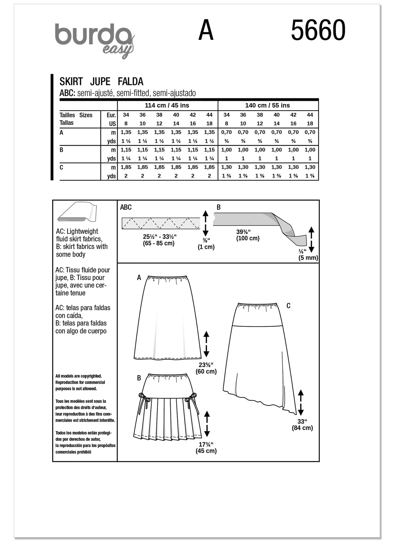Burda Style Pattern 5660 Misses' Skirt 13 Burda Style Pattern 5660 Misses' Skirt