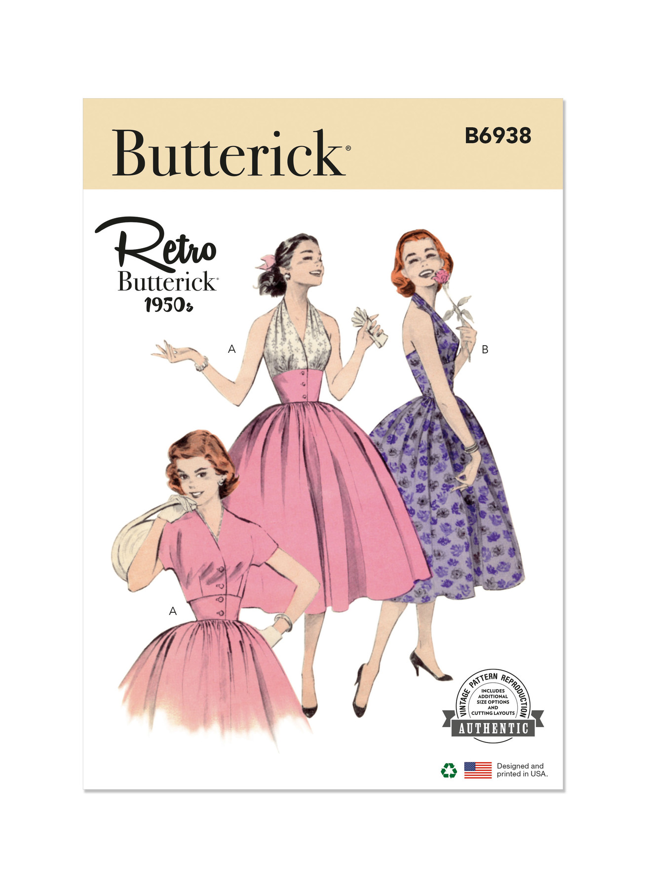 Butterick Sewing Pattern 1950s Misses' Halter Dress and Jacket 1 Butterick Sewing Pattern 1950s Misses' Halter Dress and Jacket