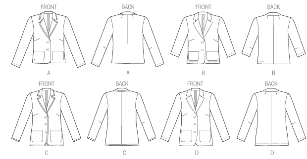 Butterick Sewing Pattern Misses'/Misses' Petite Classic Notched Collar Blazer 10 Butterick Sewing Pattern Misses'/Misses' Petite Classic Notched Collar Blazer