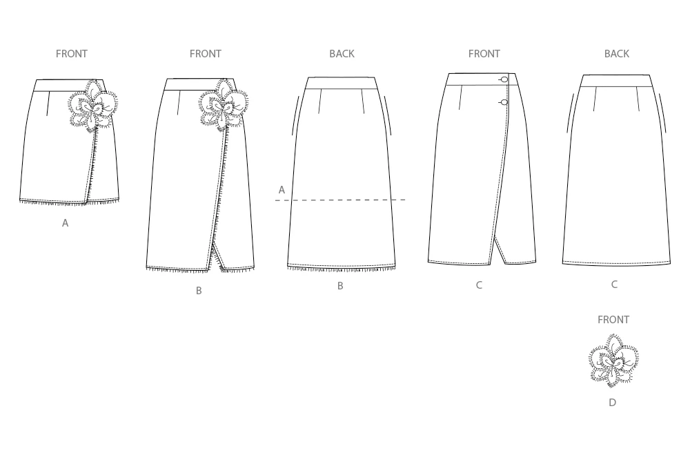 Simplicity Sewing Pattern Misses' Wrap Skirts with Detachable 3D Flower 8 Simplicity Sewing Pattern Misses' Wrap Skirts with Detachable 3D Flower