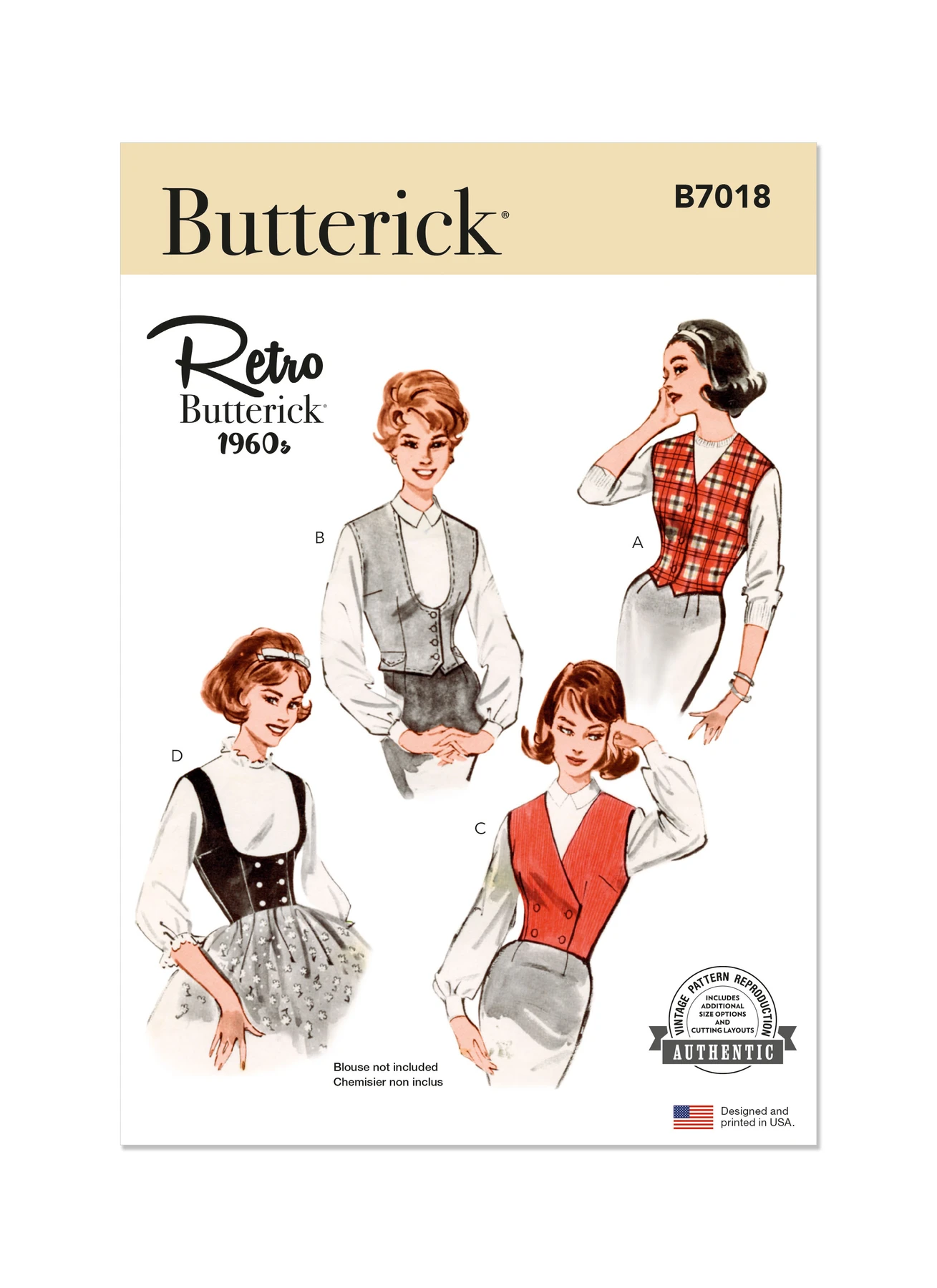 Butterick Sewing Pattern 1960s Misses' Vest in Four Styles (PDF) 1 Butterick Sewing Pattern 1960s Misses' Vest in Four Styles (PDF)