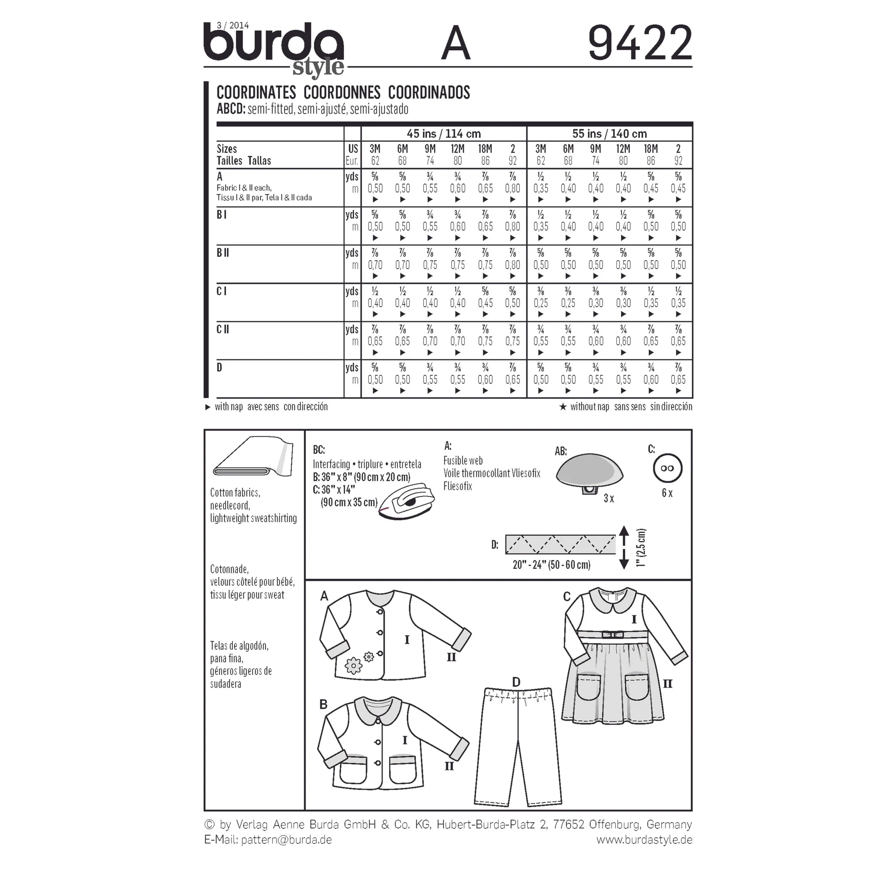Burda Style Sewing Pattern Baby